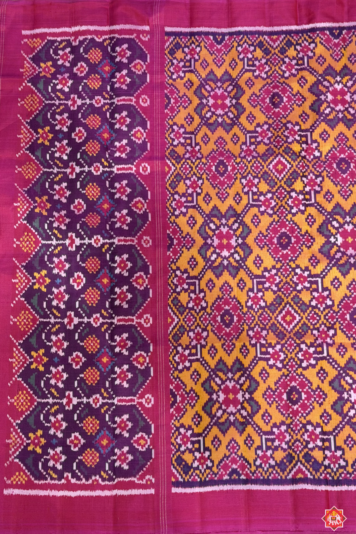 Navratna design with minakari work semi double ikat patola dupatta
