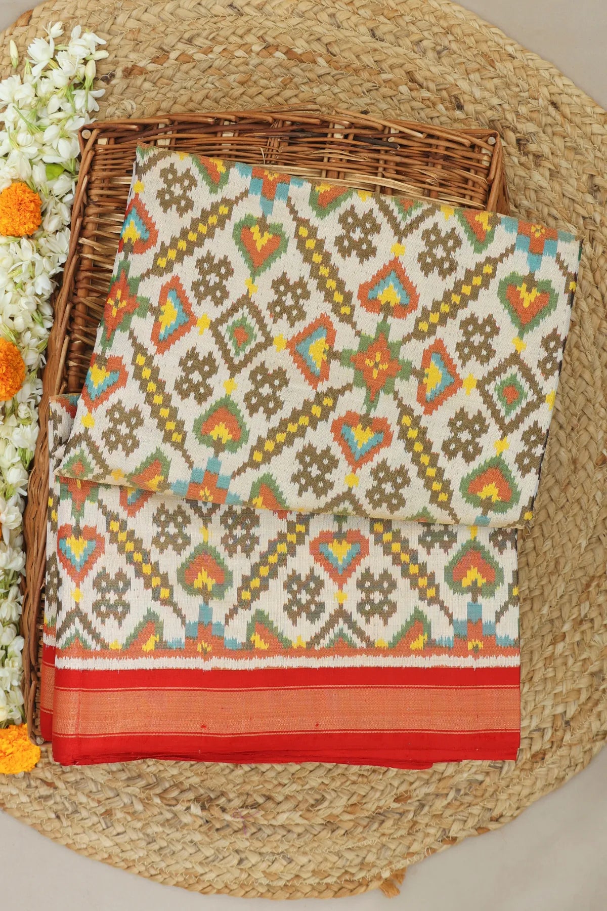 Rajwadi manek chowk design with pallu traditional tissue patola saree
