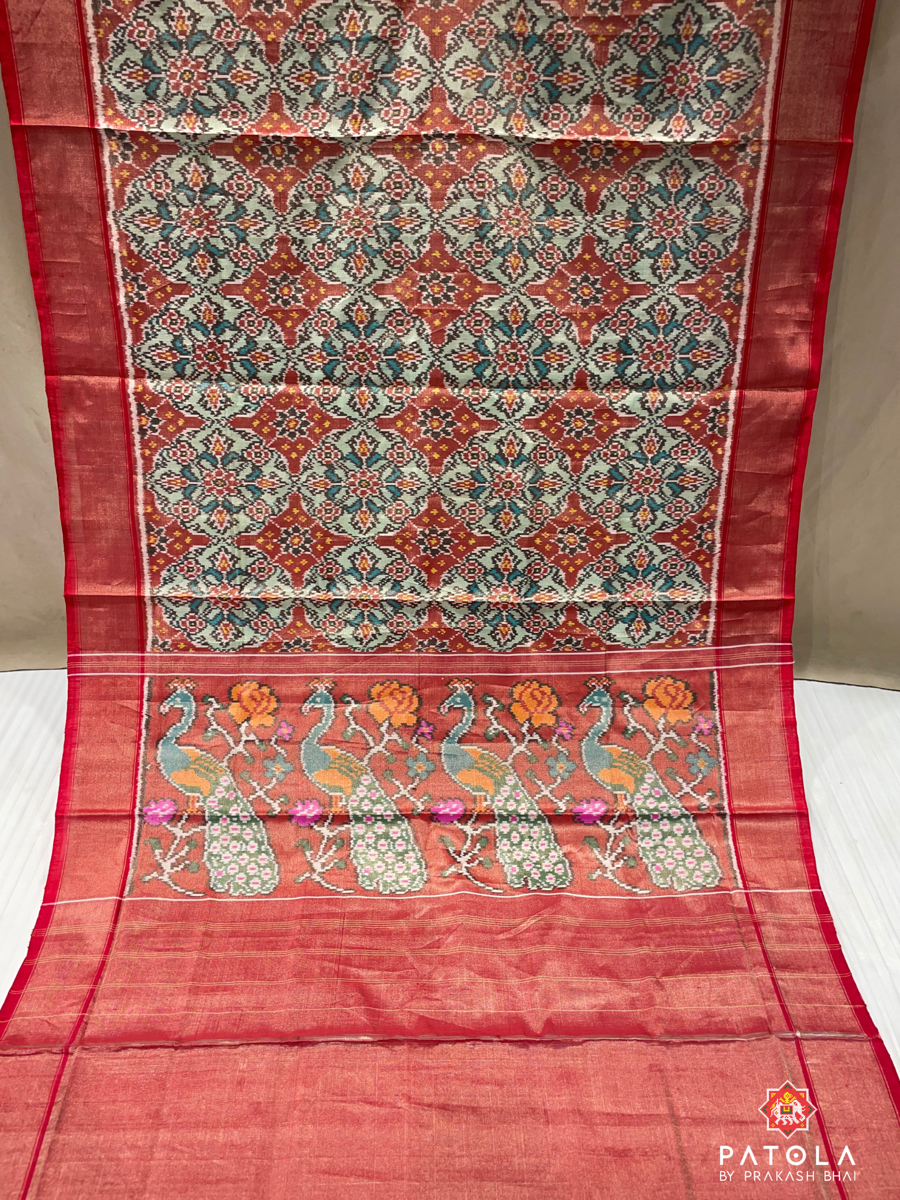 Flowers With Chhabdi Designer Tissue Patola Saree