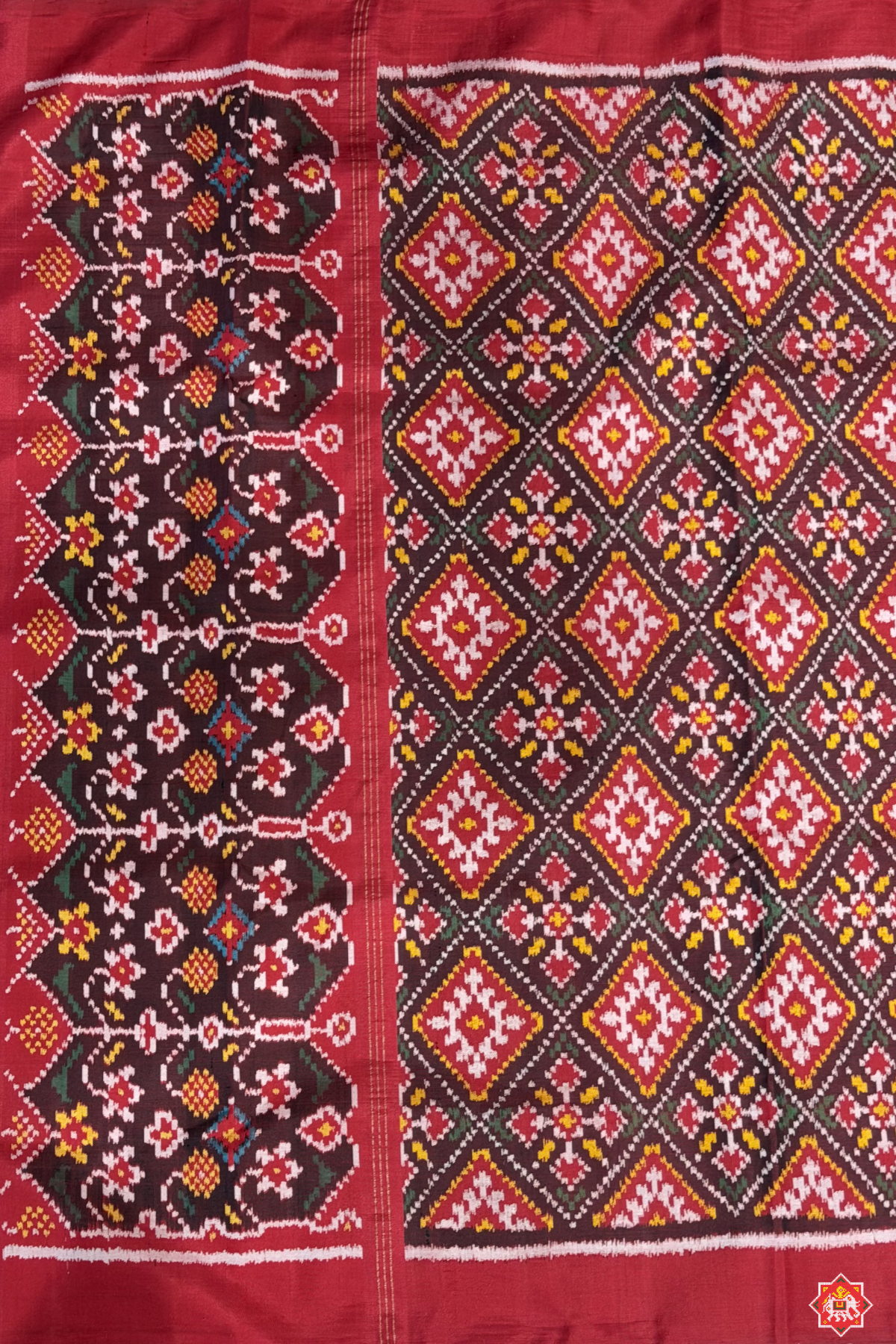 Chanda bhatt design with minakari work semi double ikat patola dupatta