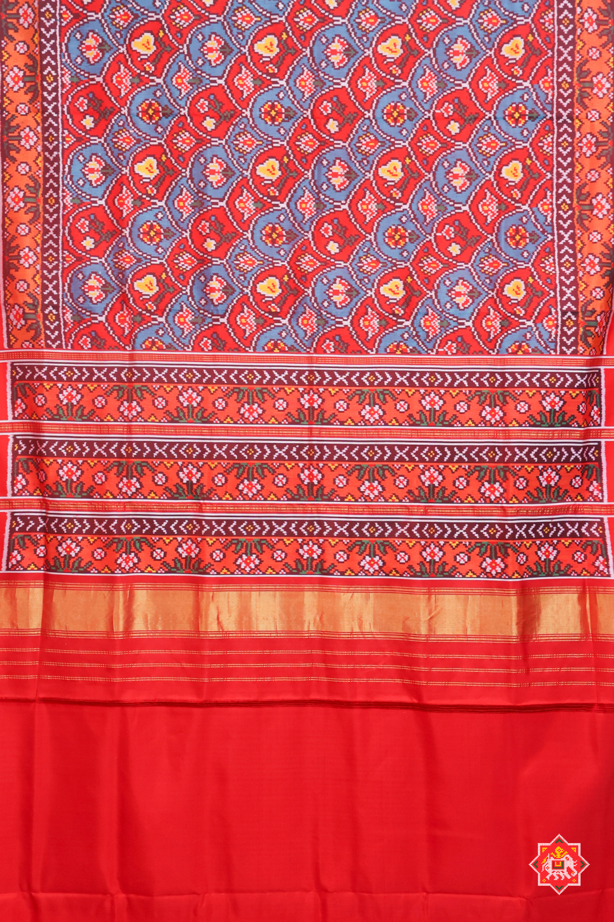 Masterpiece fancy designer with pallu border unique designer semi double ikat patola saree