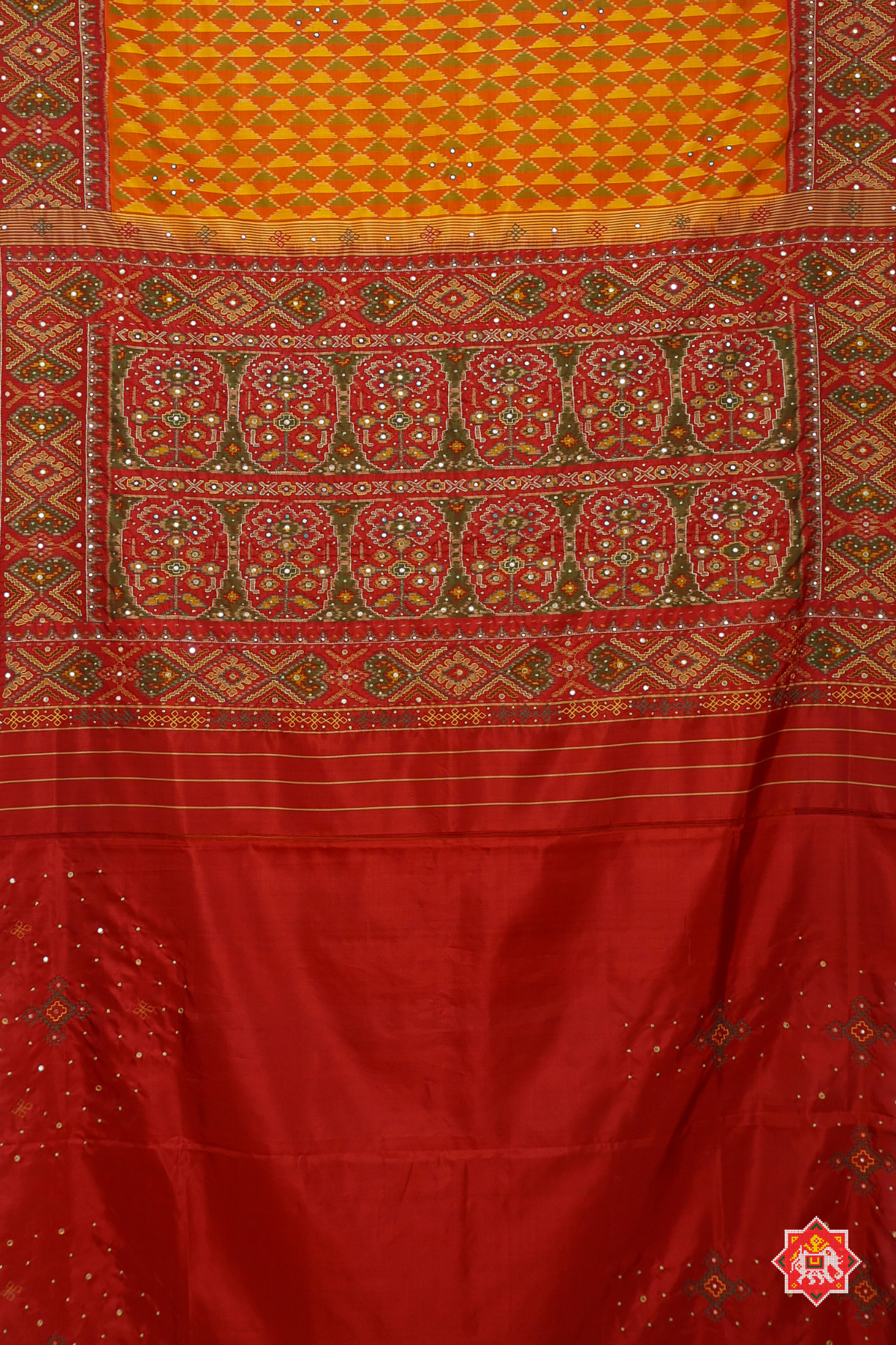 Masterpiece Patola Border pallu With pure traditional (mirror work) Saree