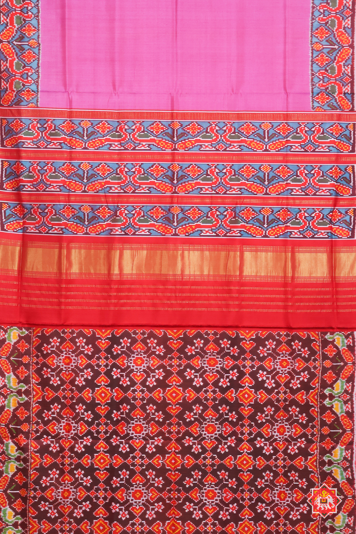 Peacock border design & pallu border contras with blouse patola design plain patola saree