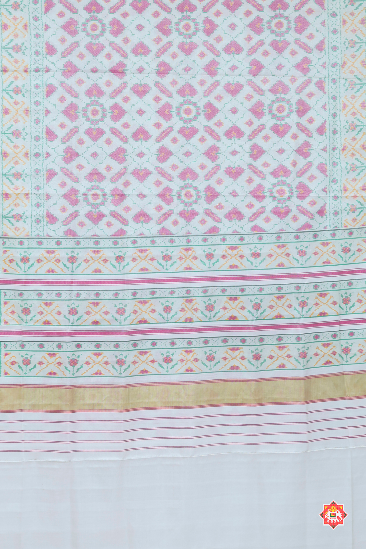Manek chowk designer piece with flower border design patola saree  (summer special & office ware )