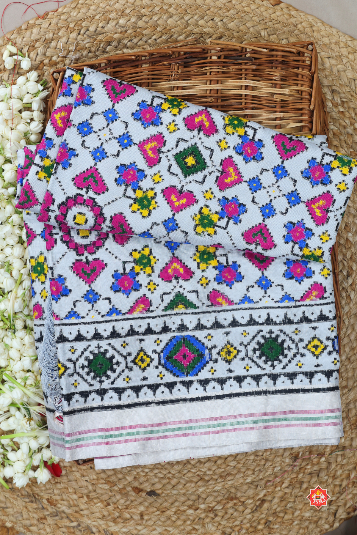 Patan patola paan chanda with traditional pallu pure double ikat patola saree