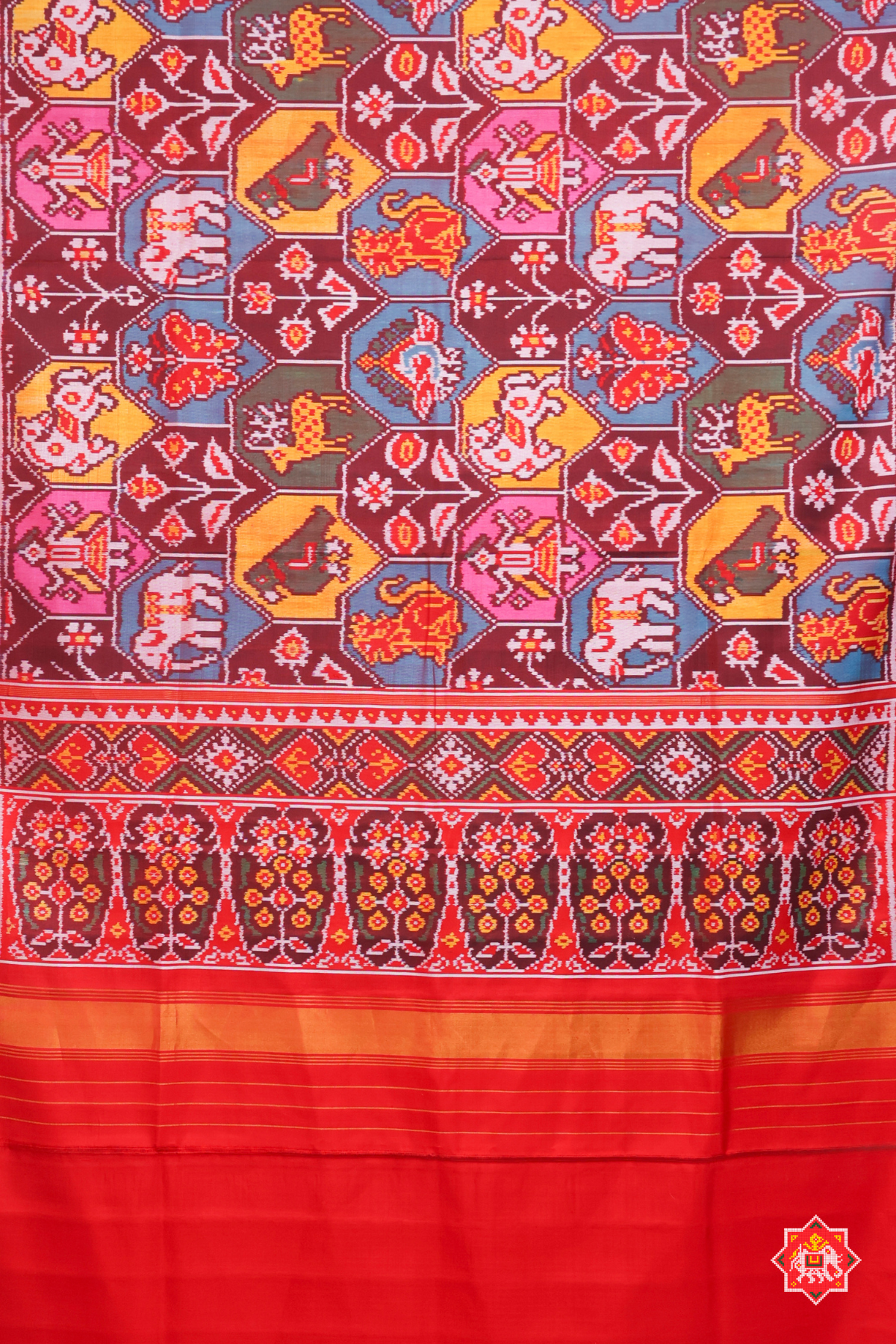Master piece 8 motif design semi double ikat patola saree