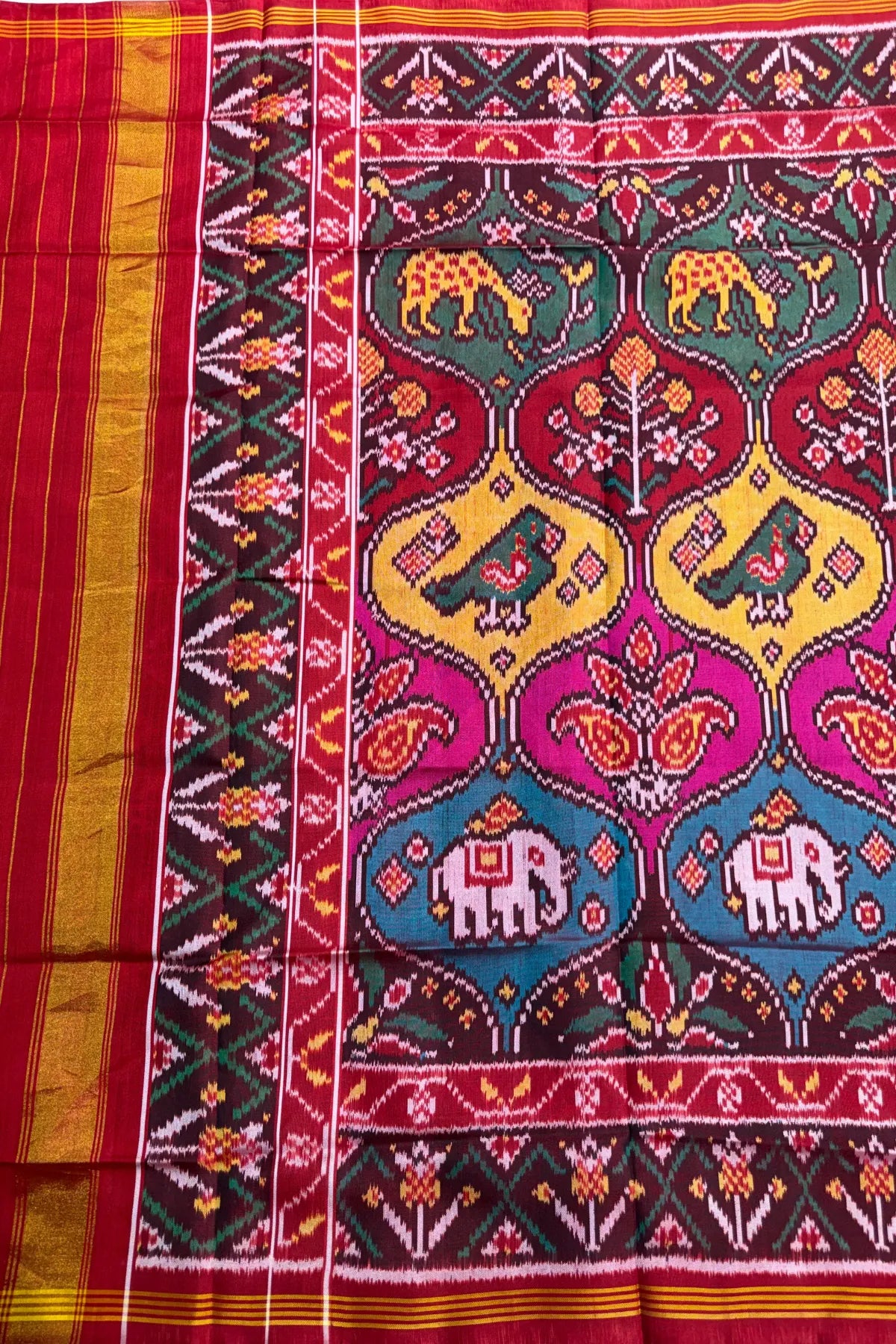 Master piece motifs design semi double ikat dupatta