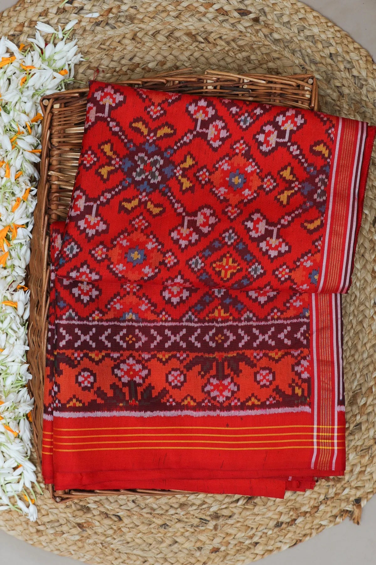 Minakari navratna design pallu border unique design semi double ikat patola saree