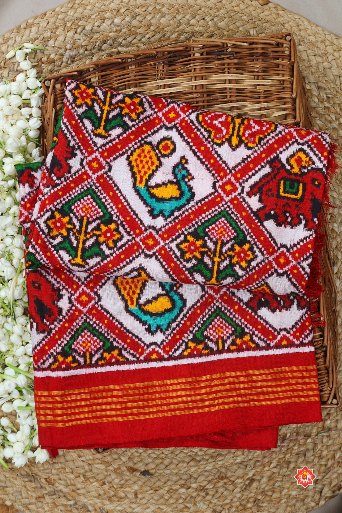 Patan patola treditional adtala design pallu design ghughroo pure double ikat patola saree