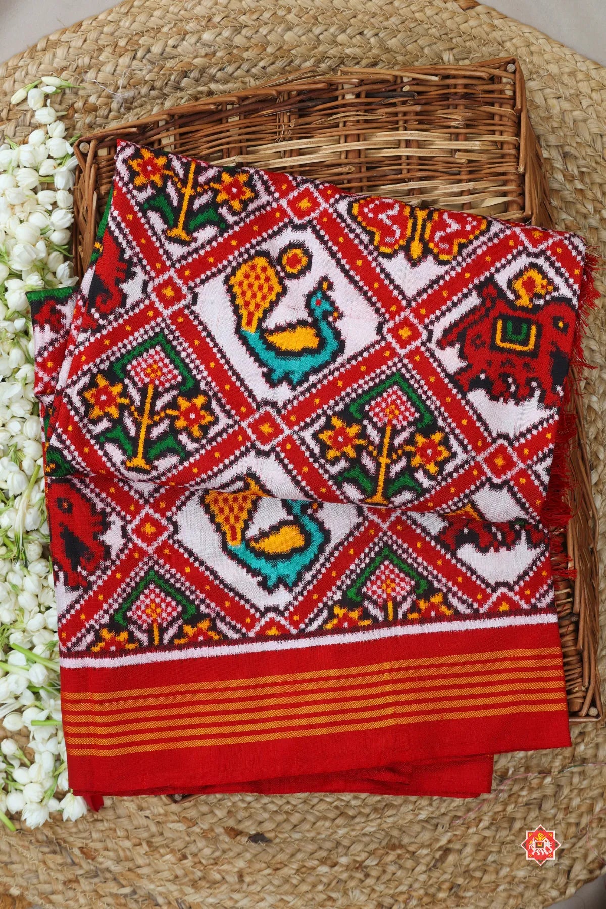Patan patola treditional adtala design pallu design ghughroo pure double ikat patola saree