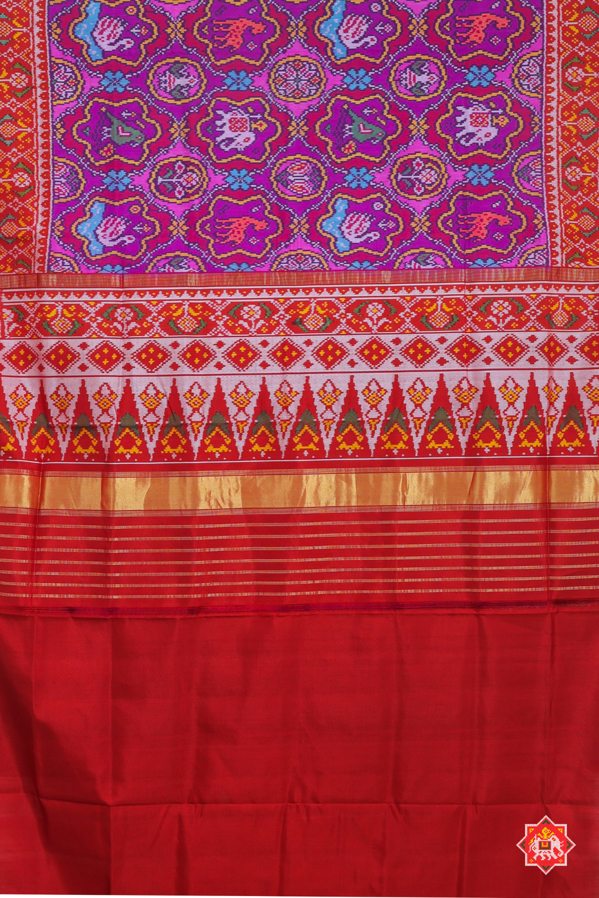 Masterpiece star figure designer multicolours semi double ikat patola saree