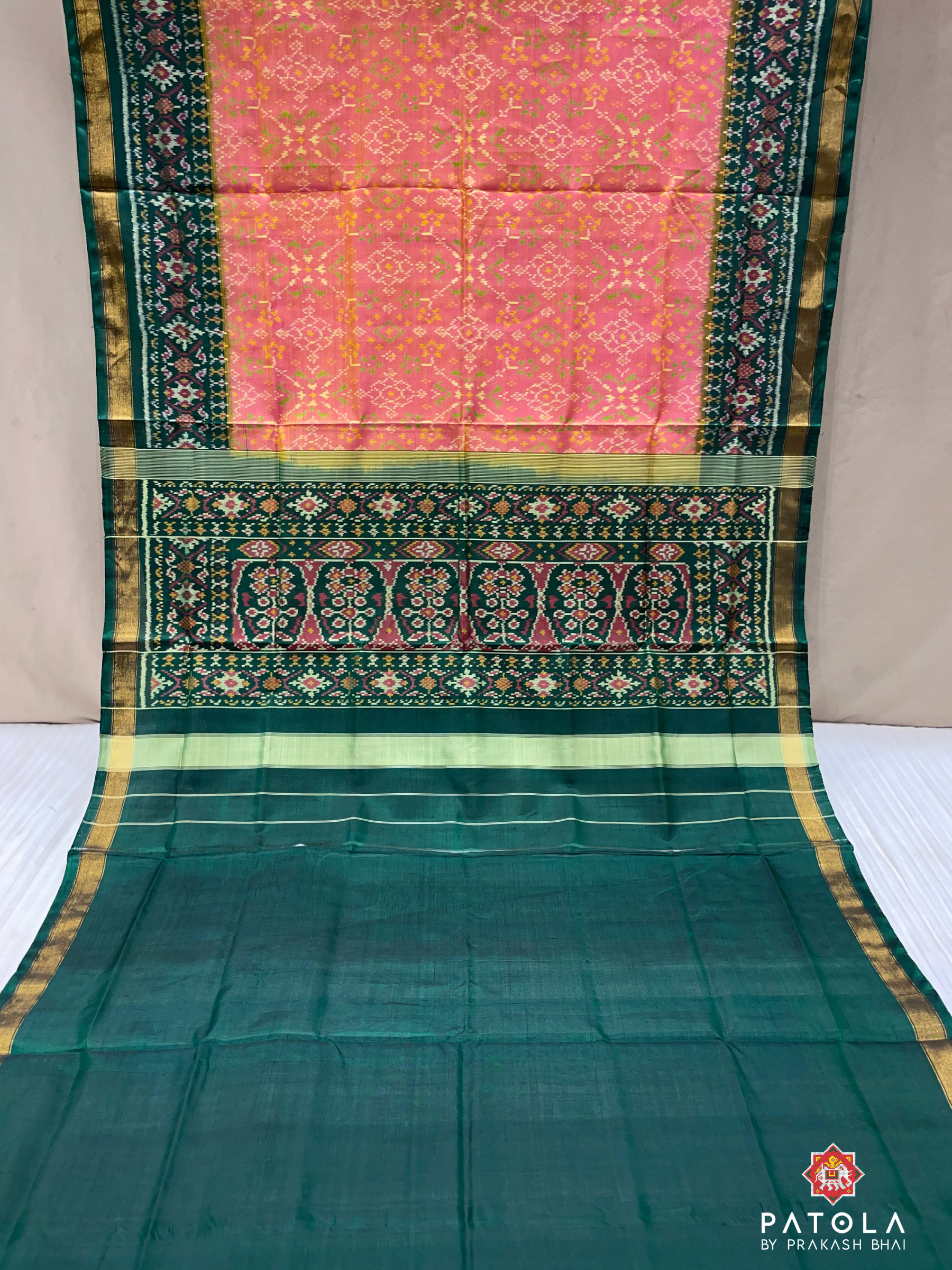 Navratna Design With Fency Border Single Ikat Patola Sareee