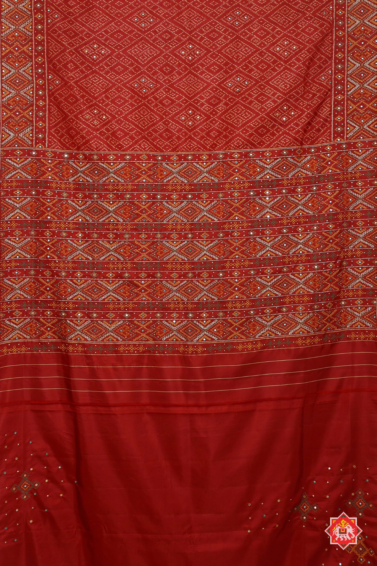 Masterpiece Patola saree bandhej design with pallu border pure traditional (mirror work) Saree