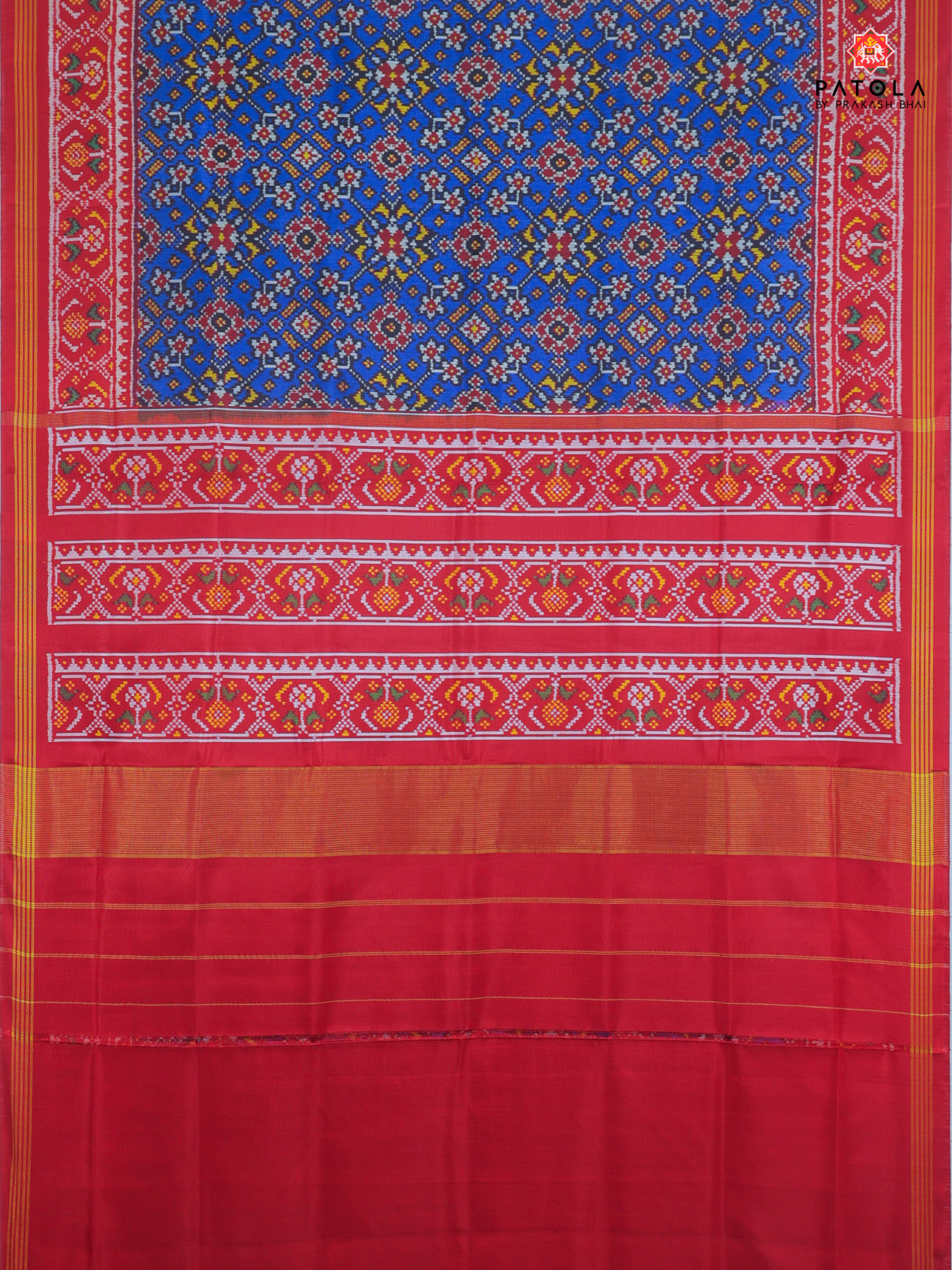 Navratna design with ghughro  border semi double ikat patola saree