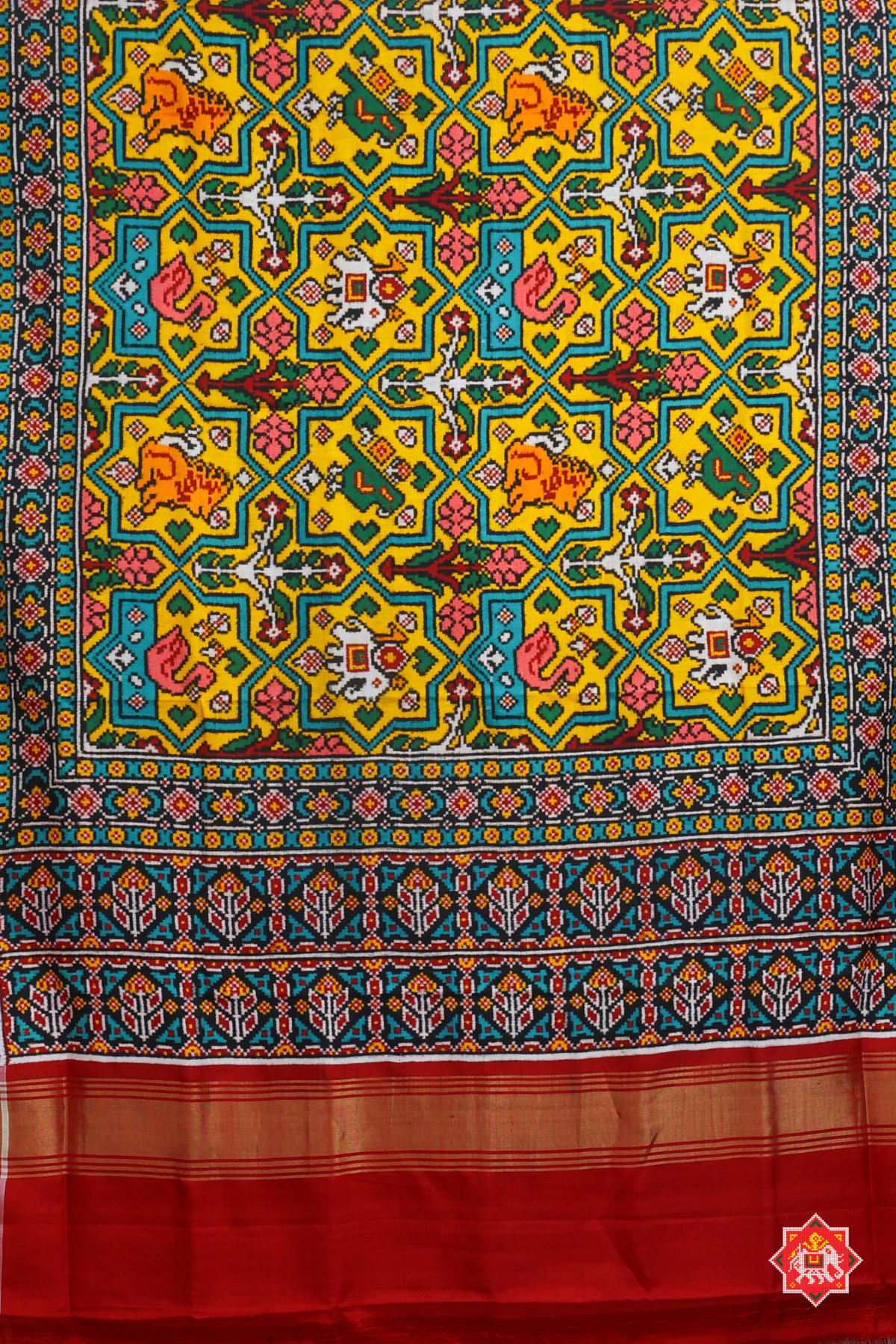 Masterpiece patan patola 4 motifs design pure double ikat patola saree