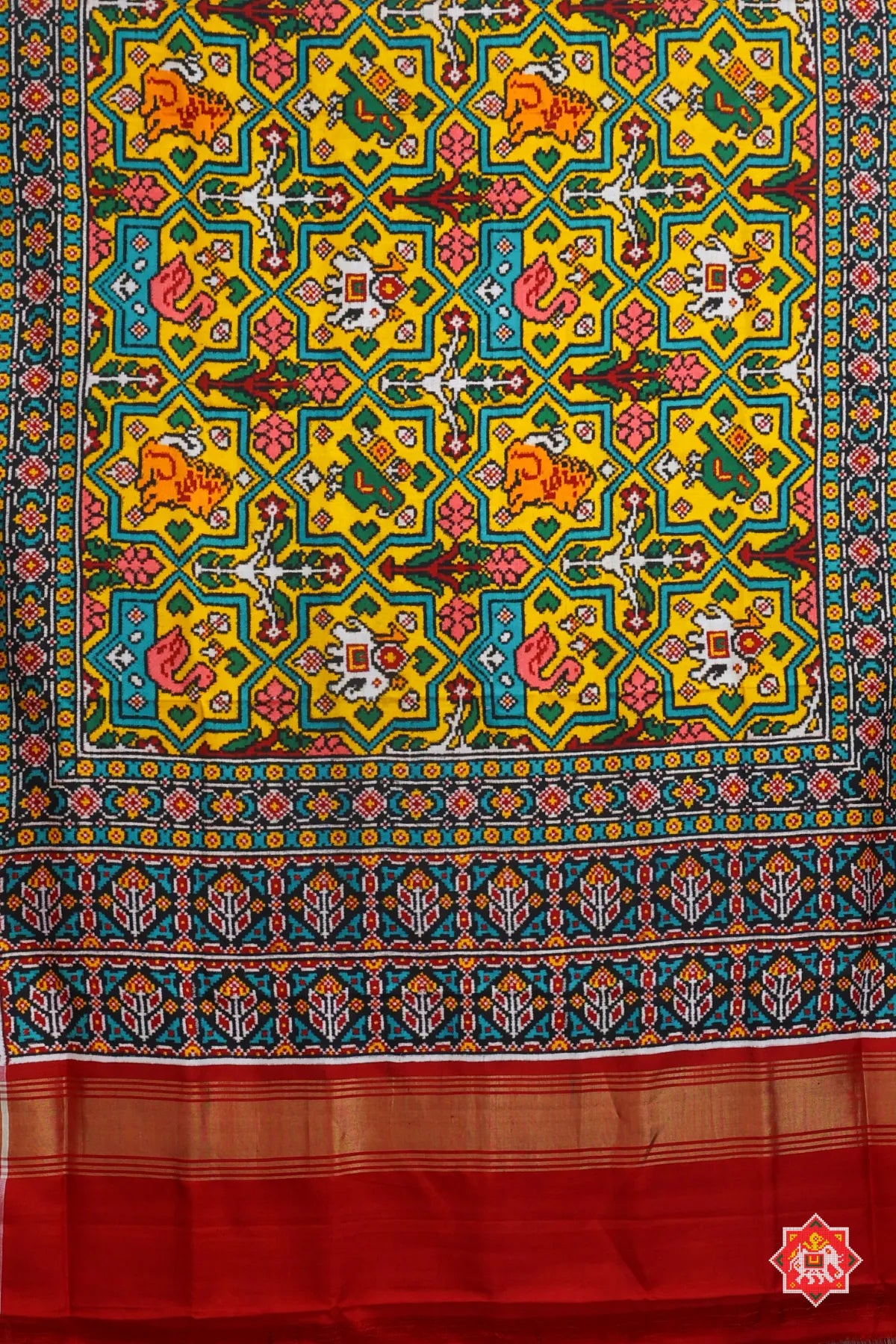 Masterpiece patan patola 4 motifs design pure double ikat patola saree