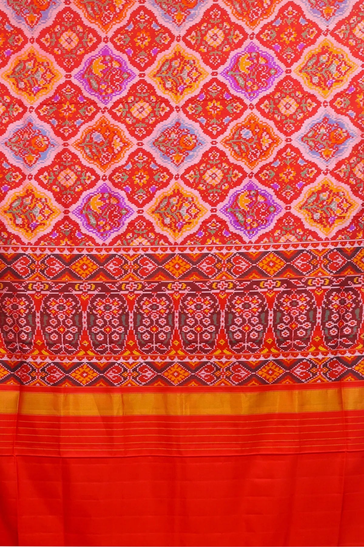 Stylis floral design with small border semi double ikat patola saree