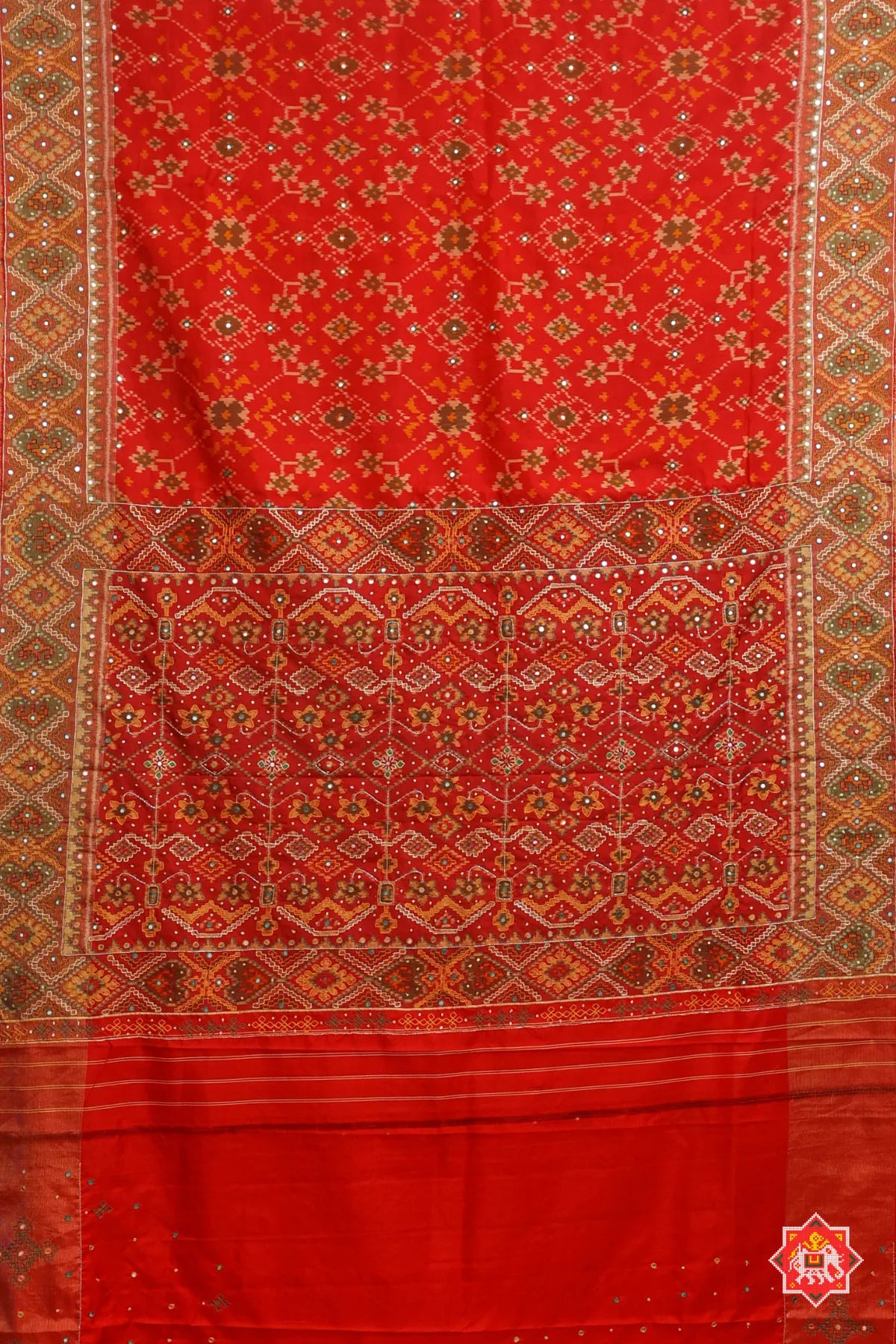 masterpiece navrtan patola design with mirror work saree