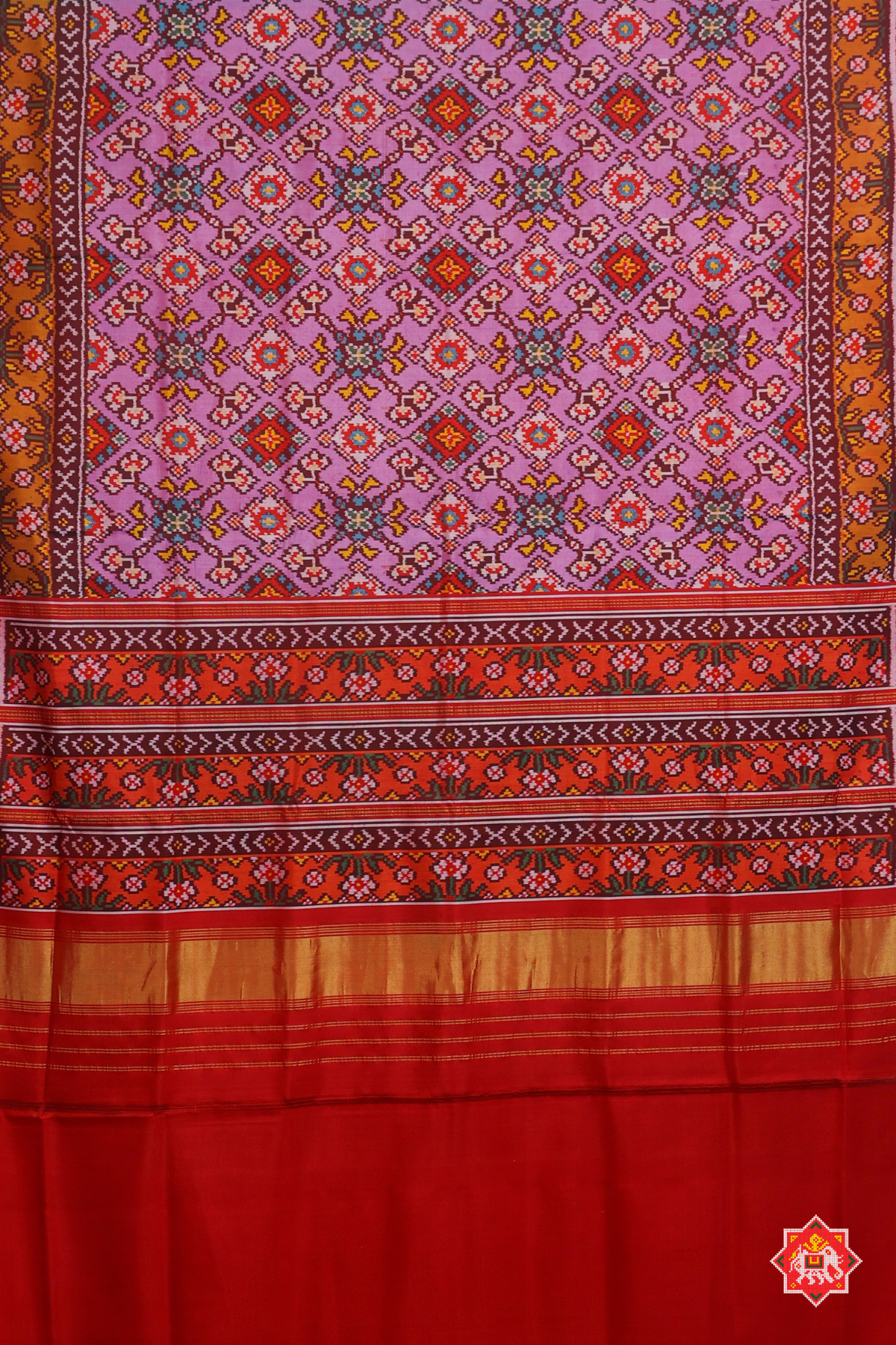 Master piece minakari work & navratna design semi double ikat patola saree