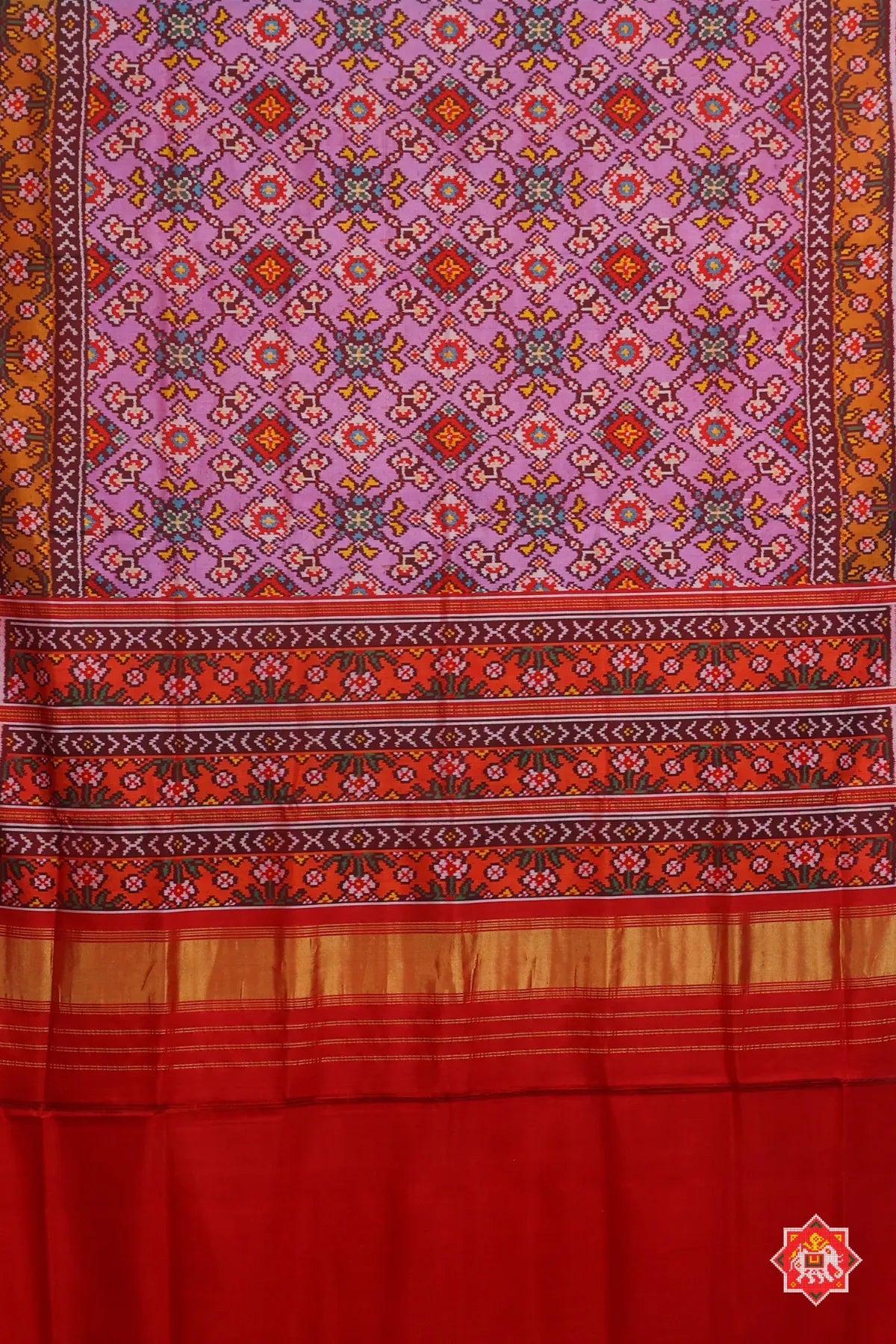 Master piece minakari work & navratna design semi double ikat patola saree