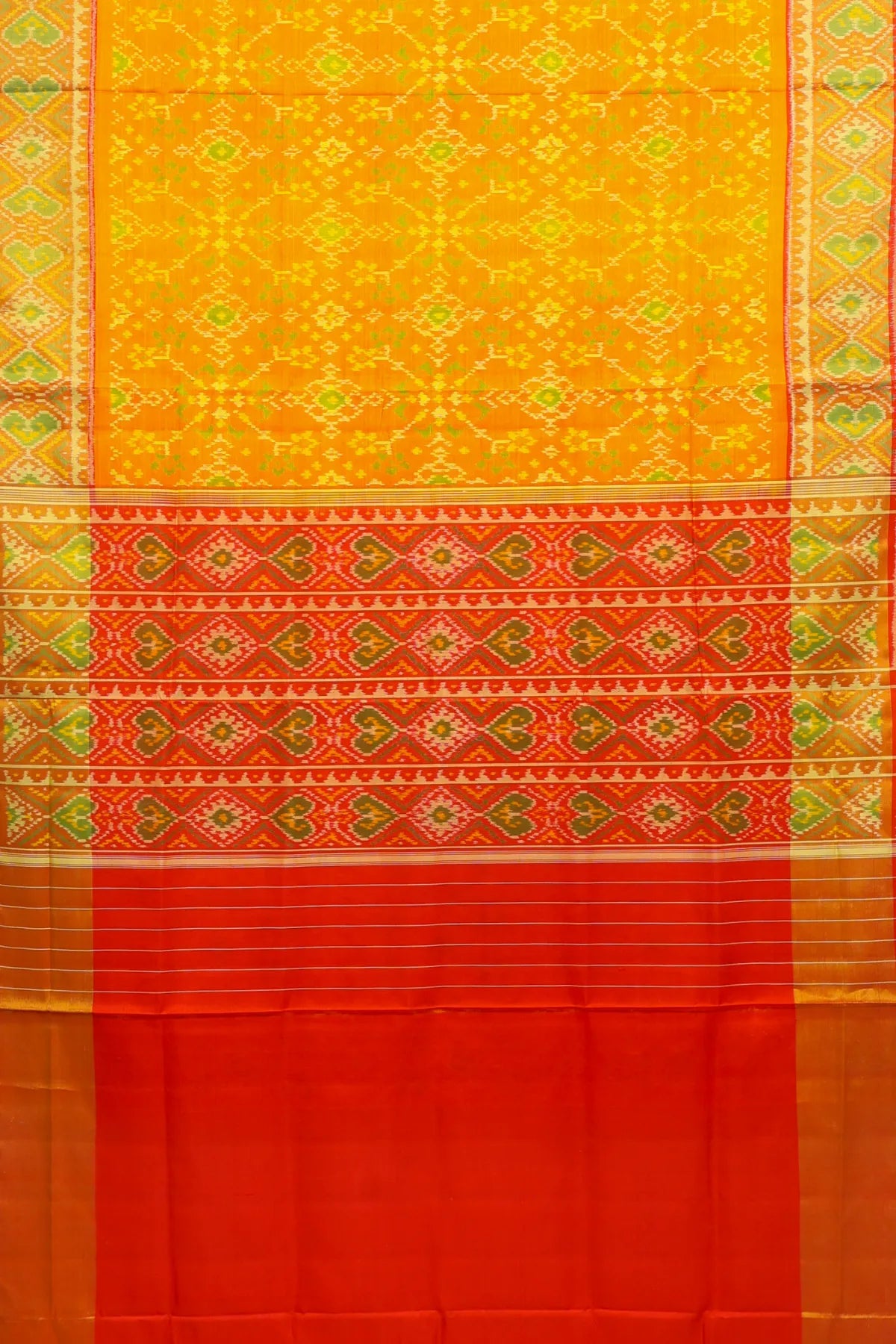 Navratna design with pallu border contras single ikat patola saree