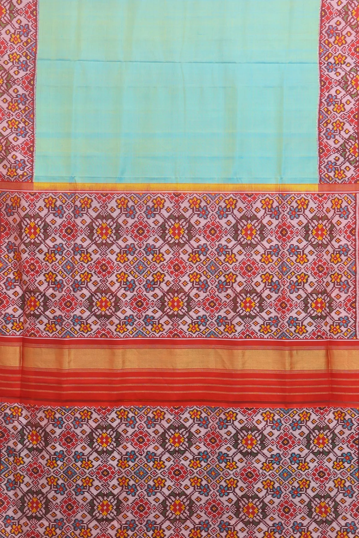 Plain patola with border pallu design navratna semi double ikat patola saree ( blouse patola design)