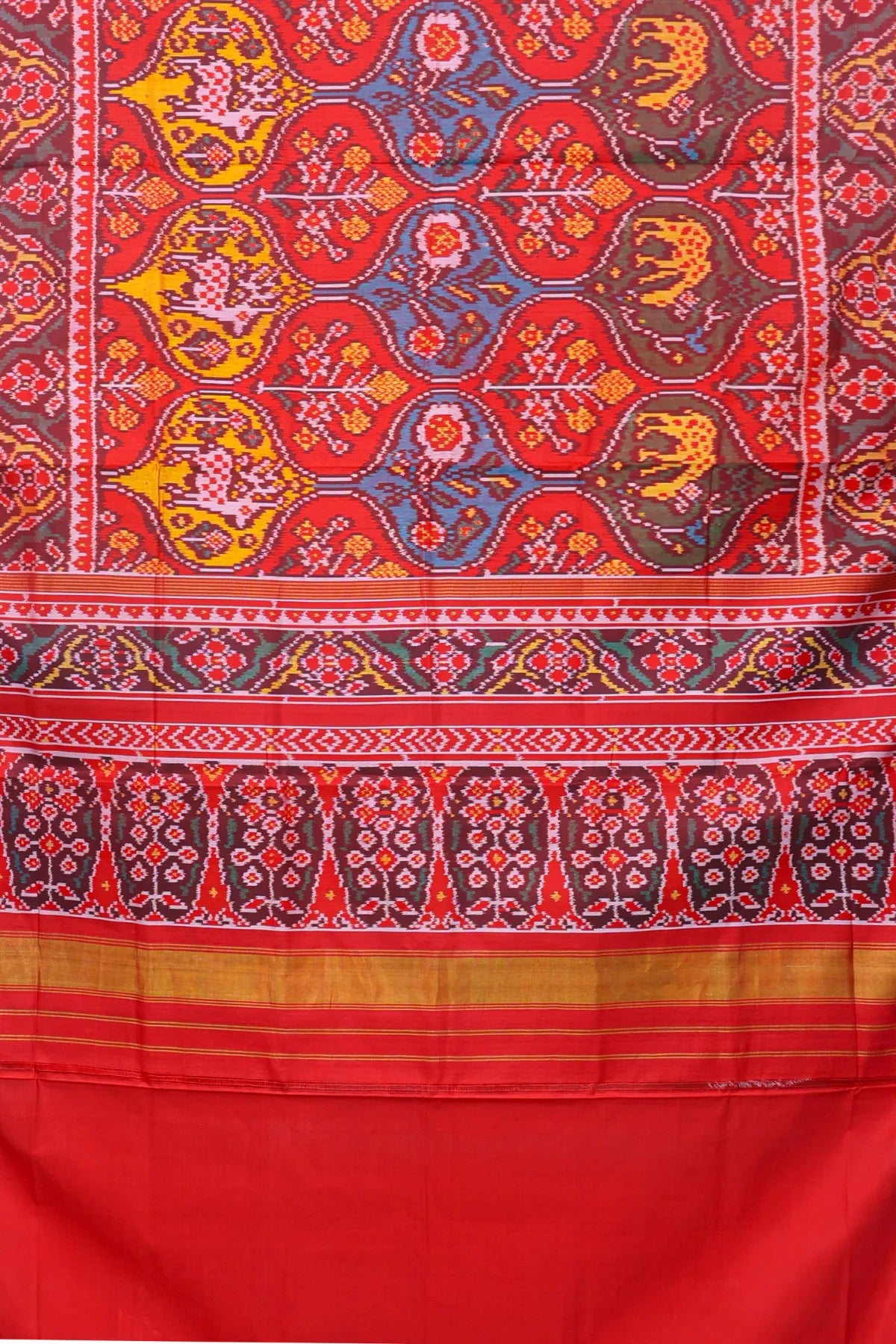 Chabdi design with motifs pallu border flowers design Semi Double Ikat Patola Saree