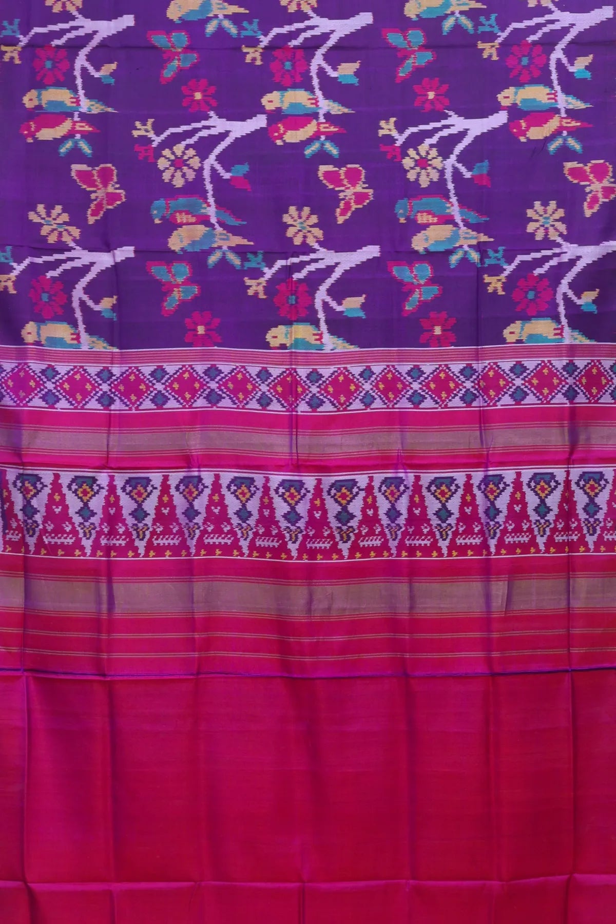 Flower design with motif design semi double ikat patola saree