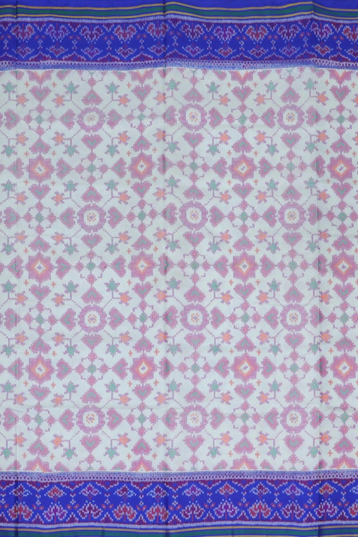 Traditioal paan chanda design minakari work with pallu border unique design semi double ikat patola saree