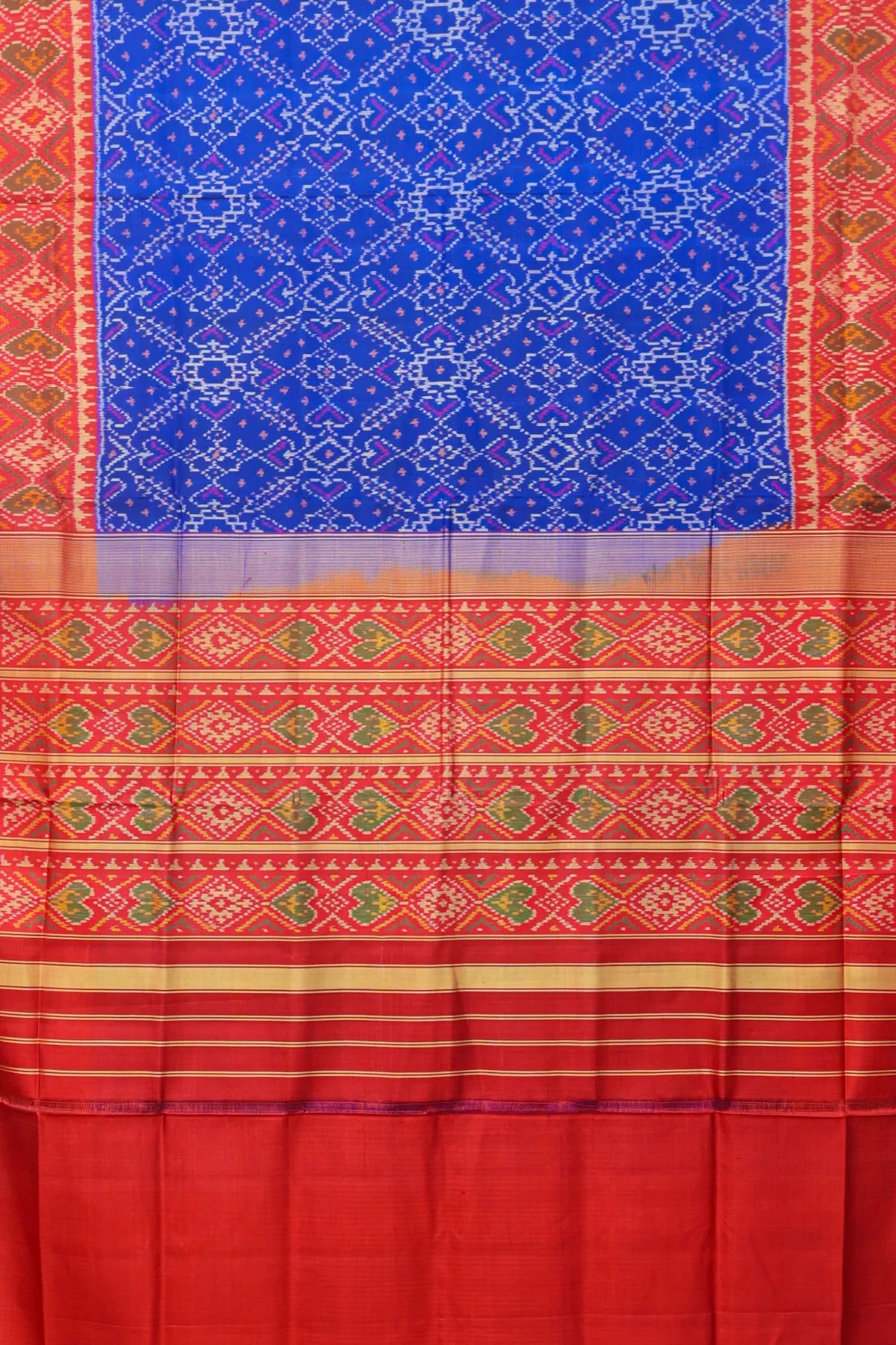 Maneck chowk design with pallu border contras single ikat patola saree