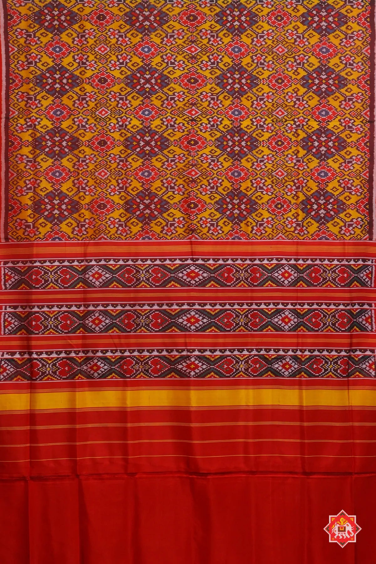 Navaratna design minakari work without tissue small border single ikat patola saree