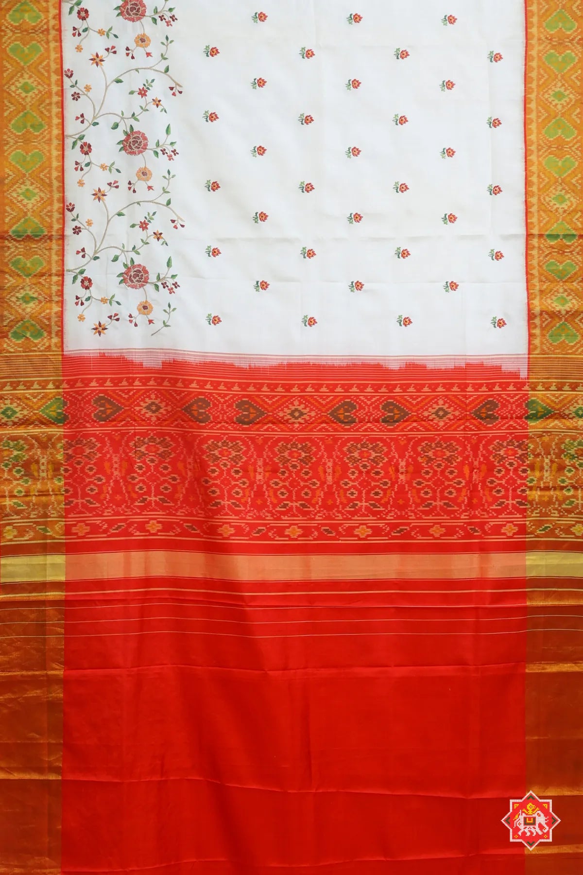 Pure patola with machinery embroidery work single ikat patola saree