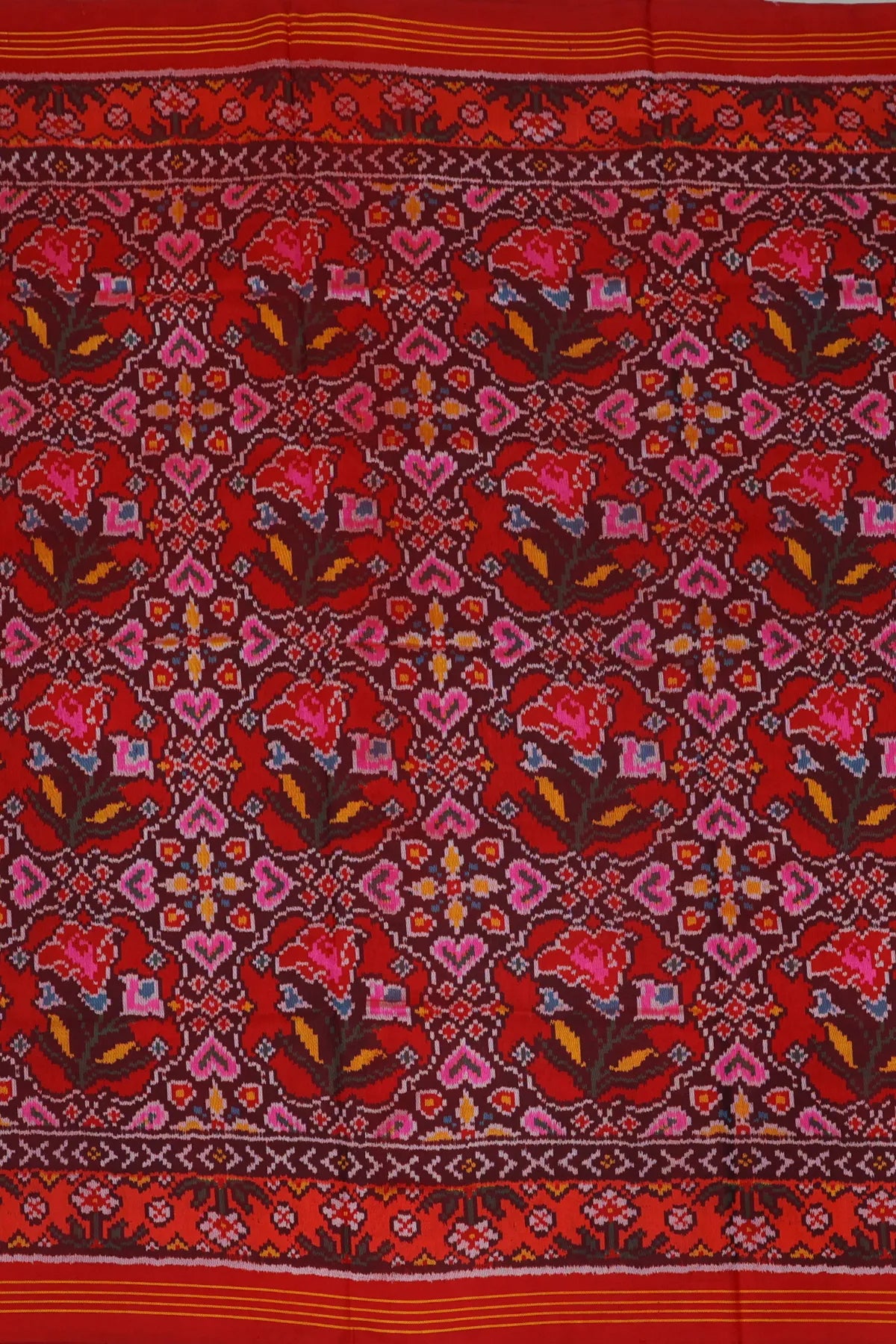 Masterpiece chabdi rose designer with pallu border unique design semi double ikat patola saree