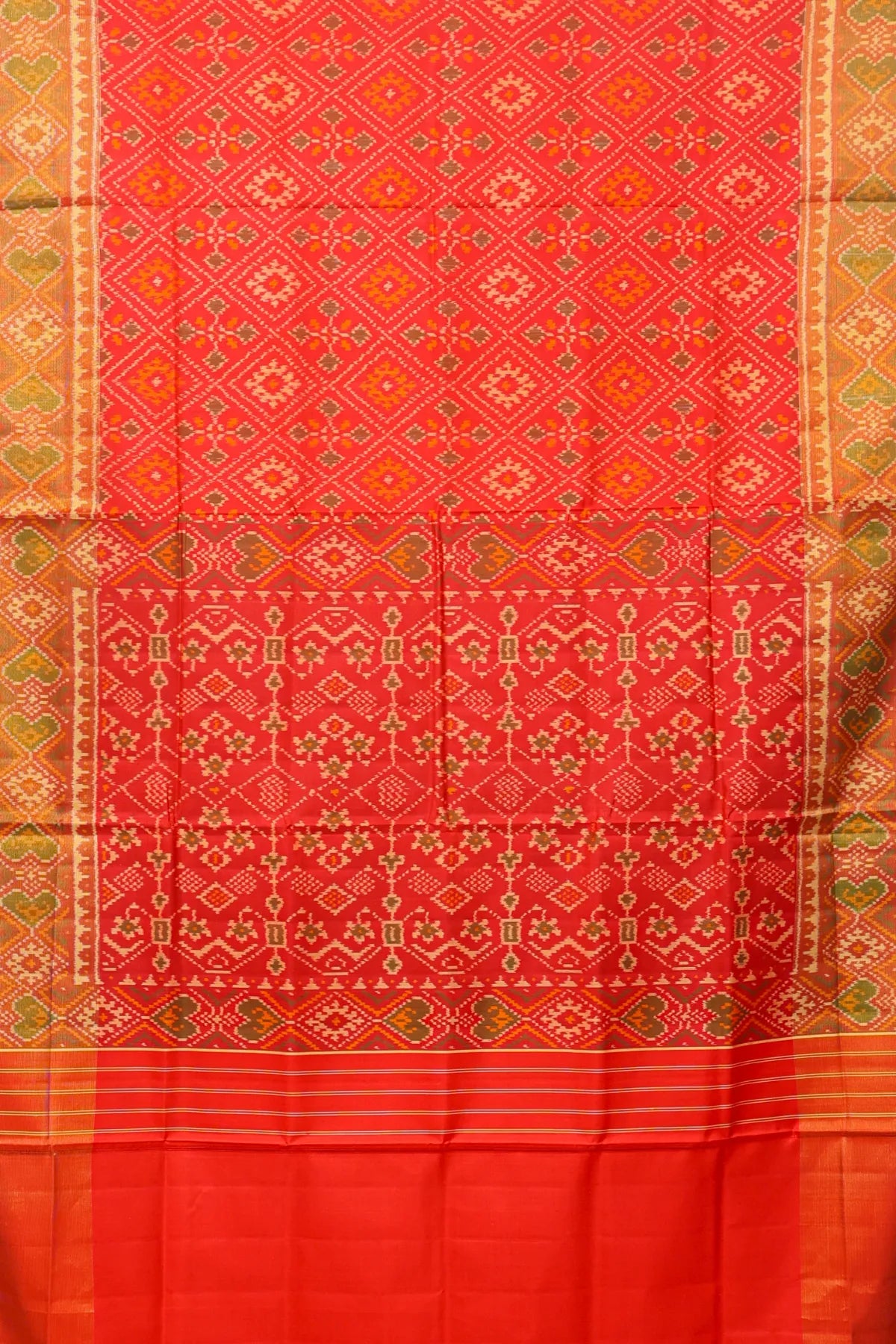 Chandabhat design with pallu border traditional design single ikat patola saree