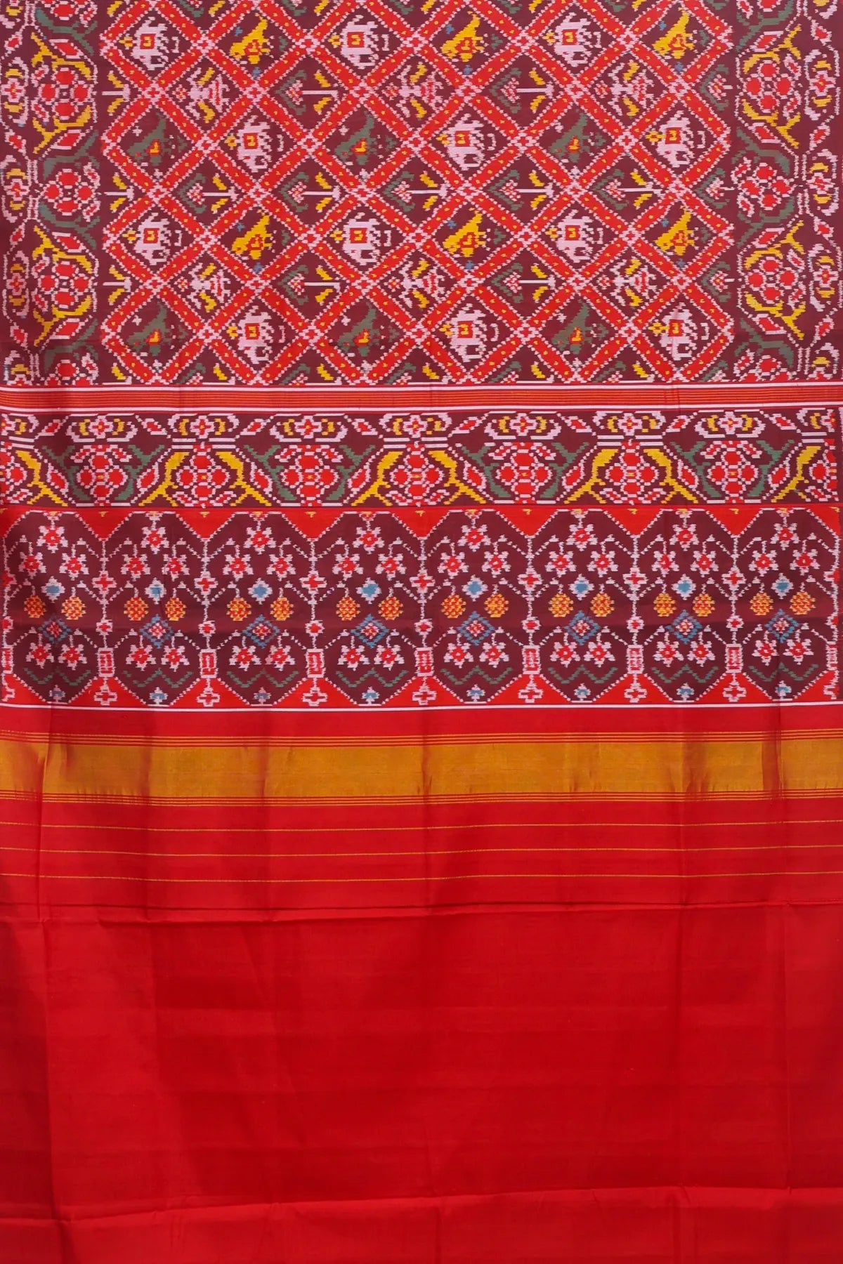 Small adtala design pallu border traditional semi double ikat patola saree