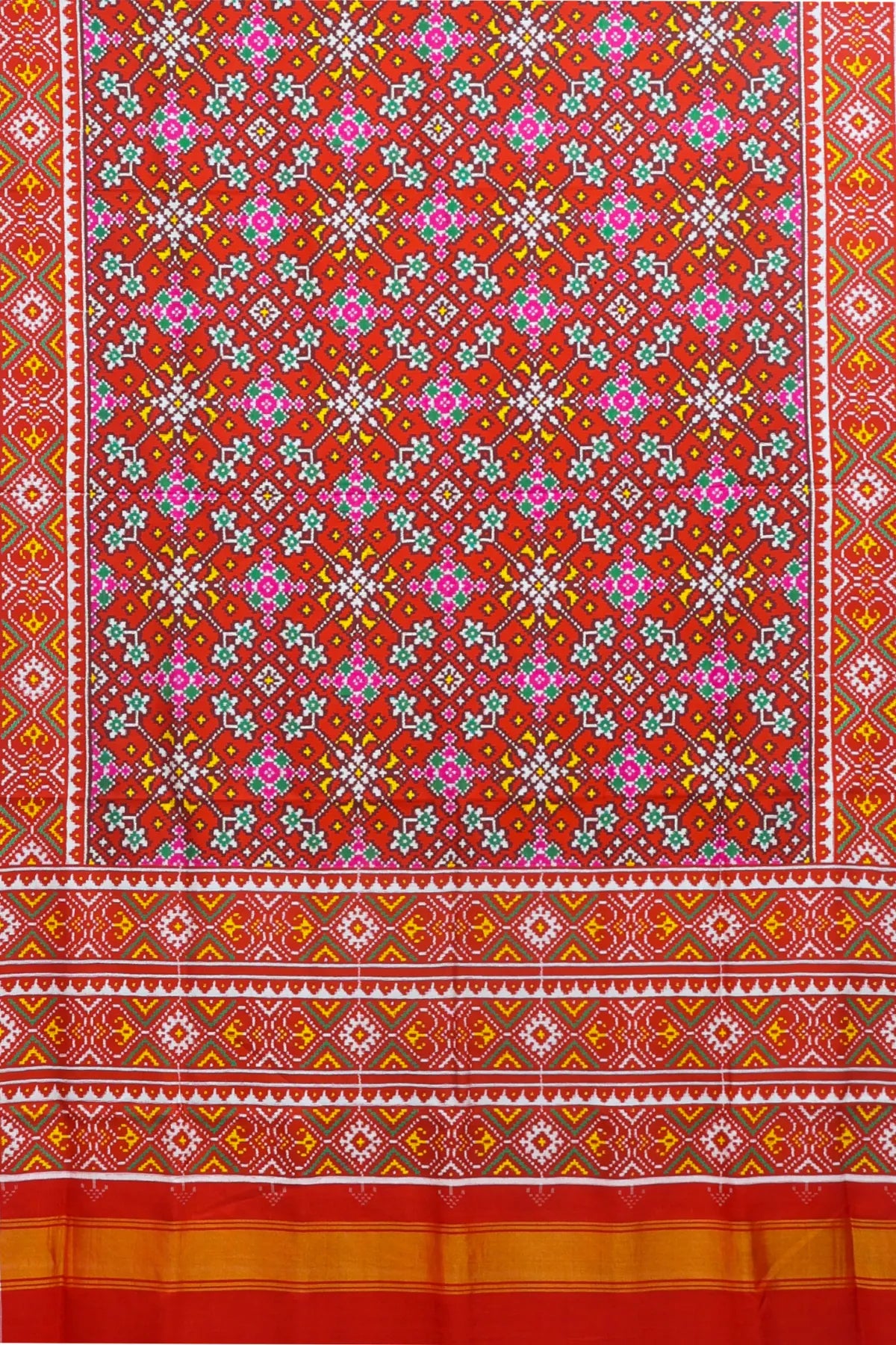 Patan patola traditional navratna design border design chanda  pure double ikat saree