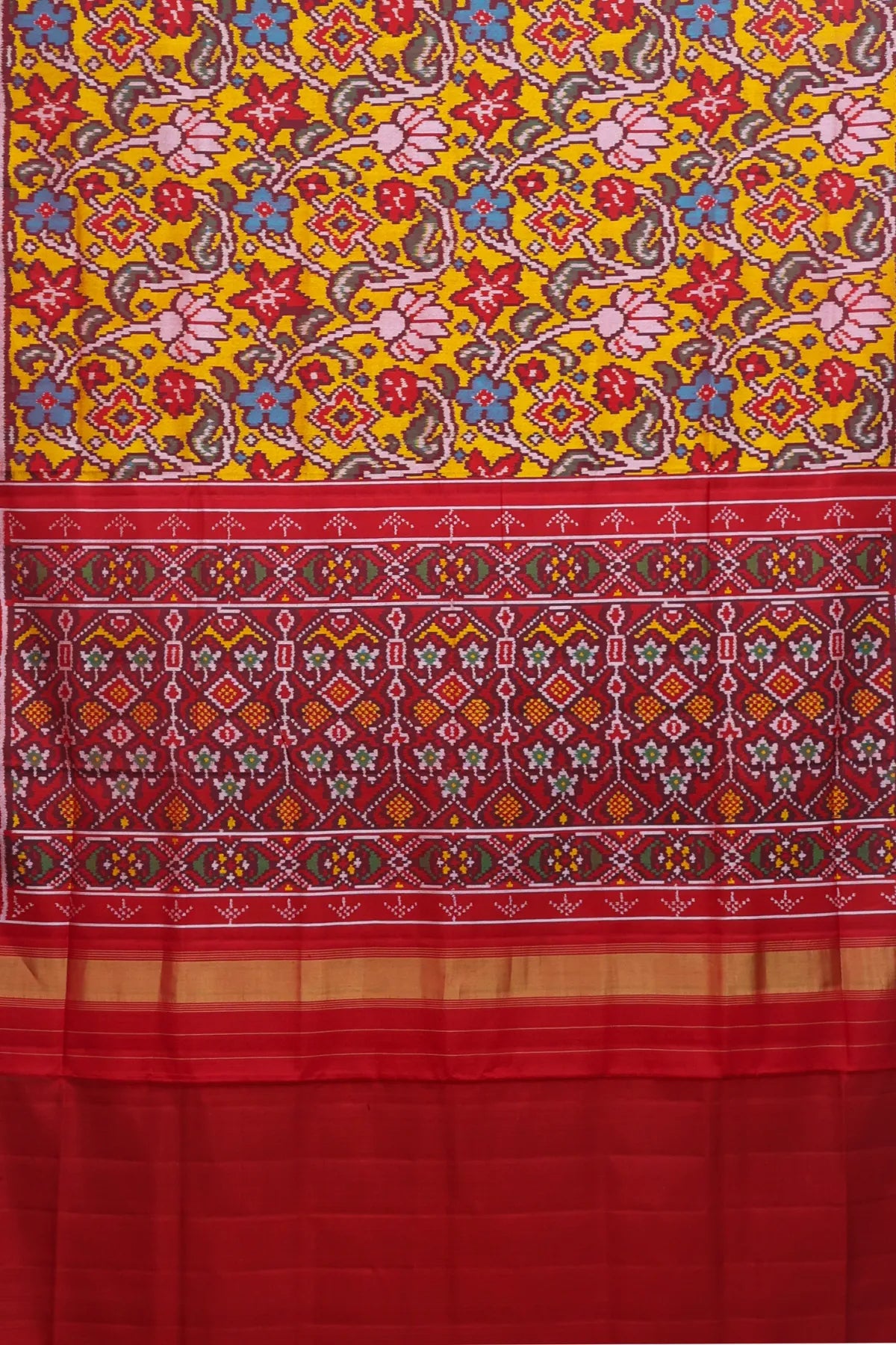 Rangoli design with lines border traditional design  pallu semi double ikat patola saree