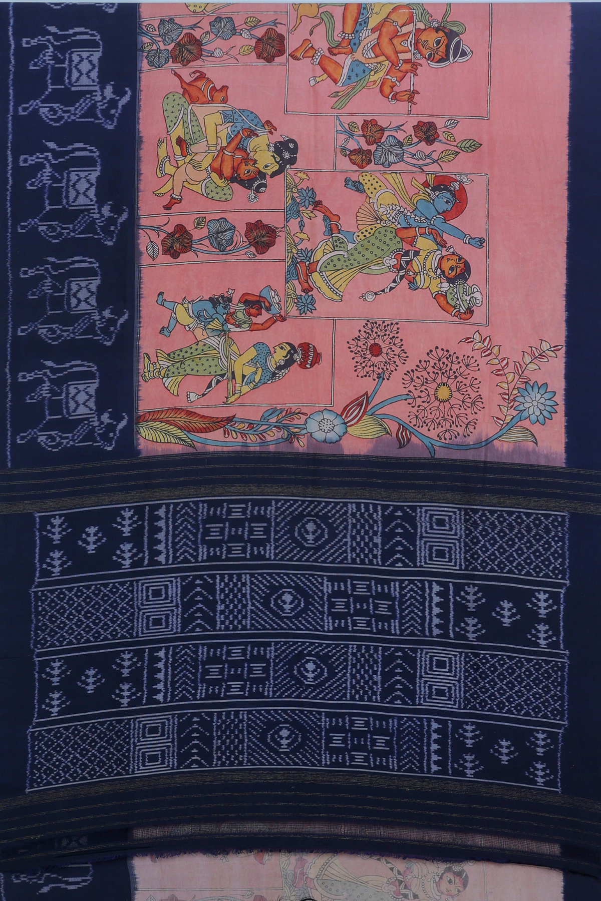 Masterpiece Patola Border pallu With pure traditional ( kalamkari) Saree