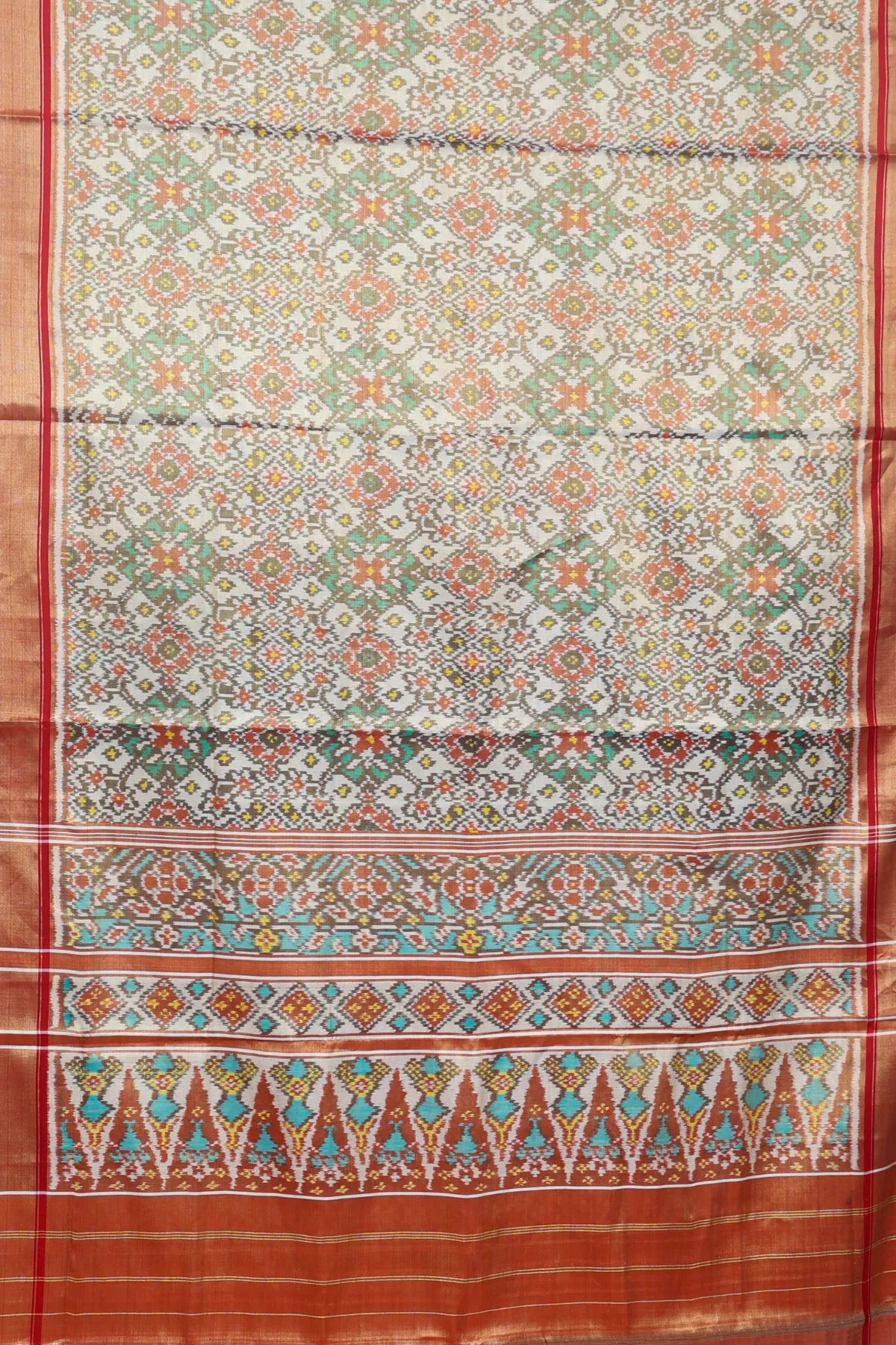 Navratna design with minakari work  tissue patola saree