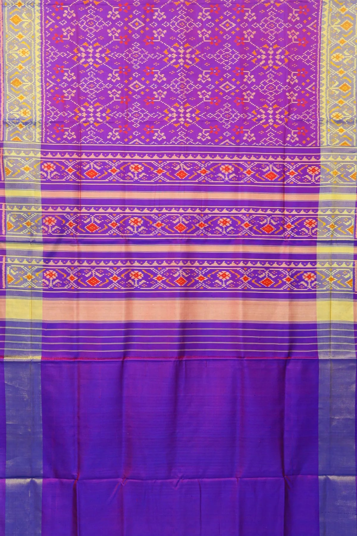 Navratna design with pallu border ghughroo design single ikat patola saree