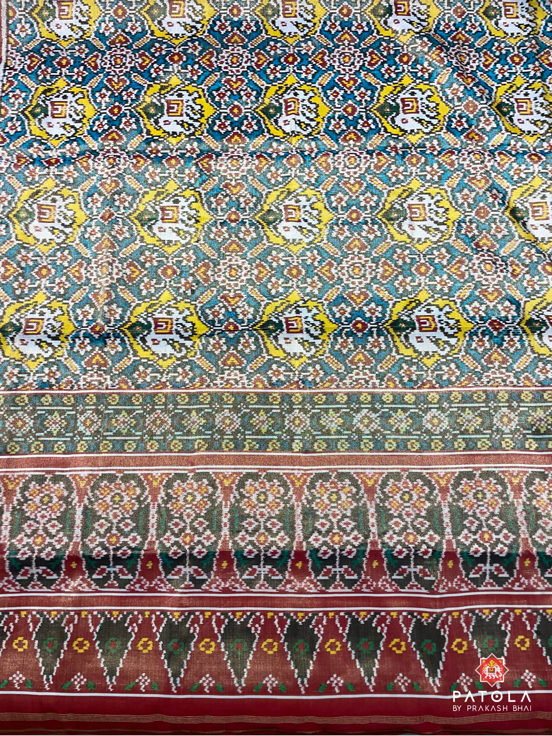 Elephent With Manekchowk Designer Tissue Patola Saree