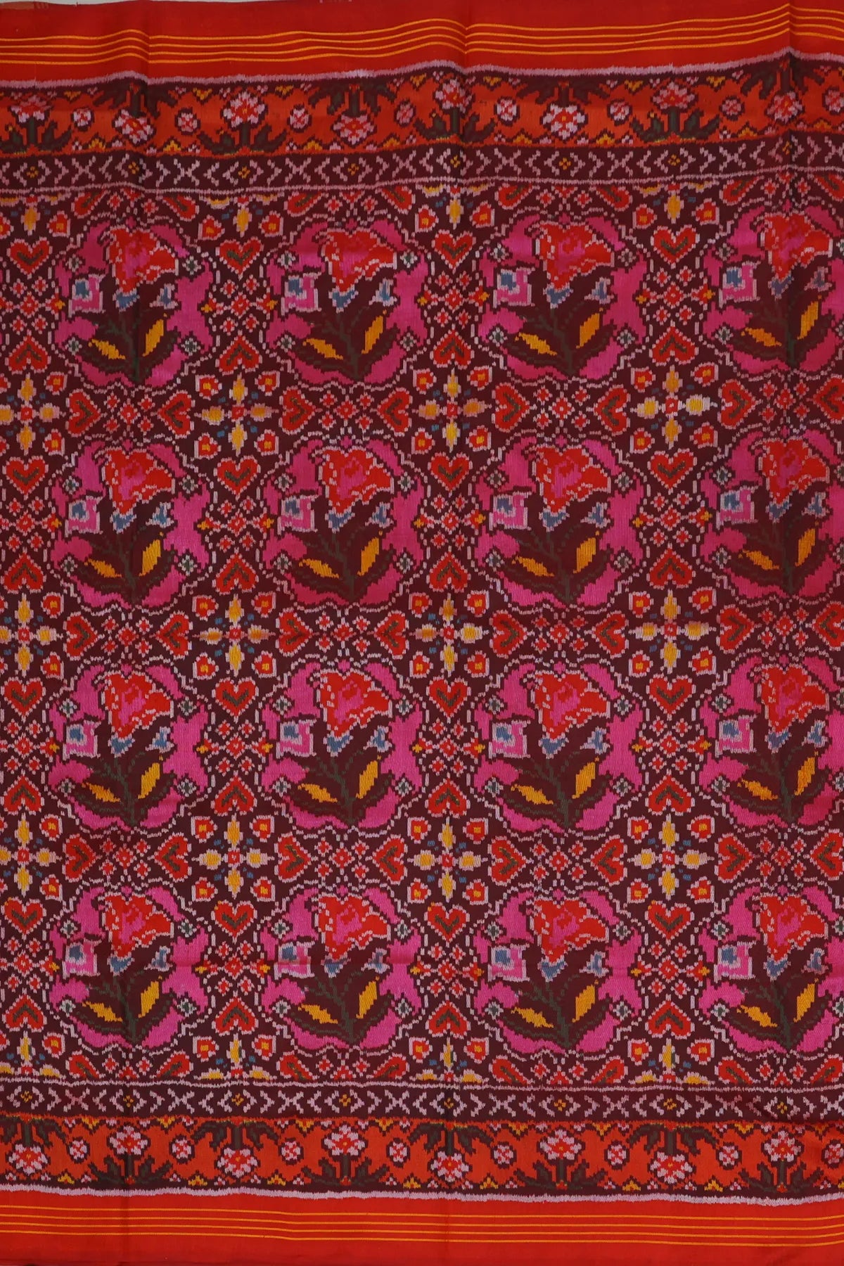 Masterpiece chabdi rose designer with pallu border unique design semi double ikat patola saree