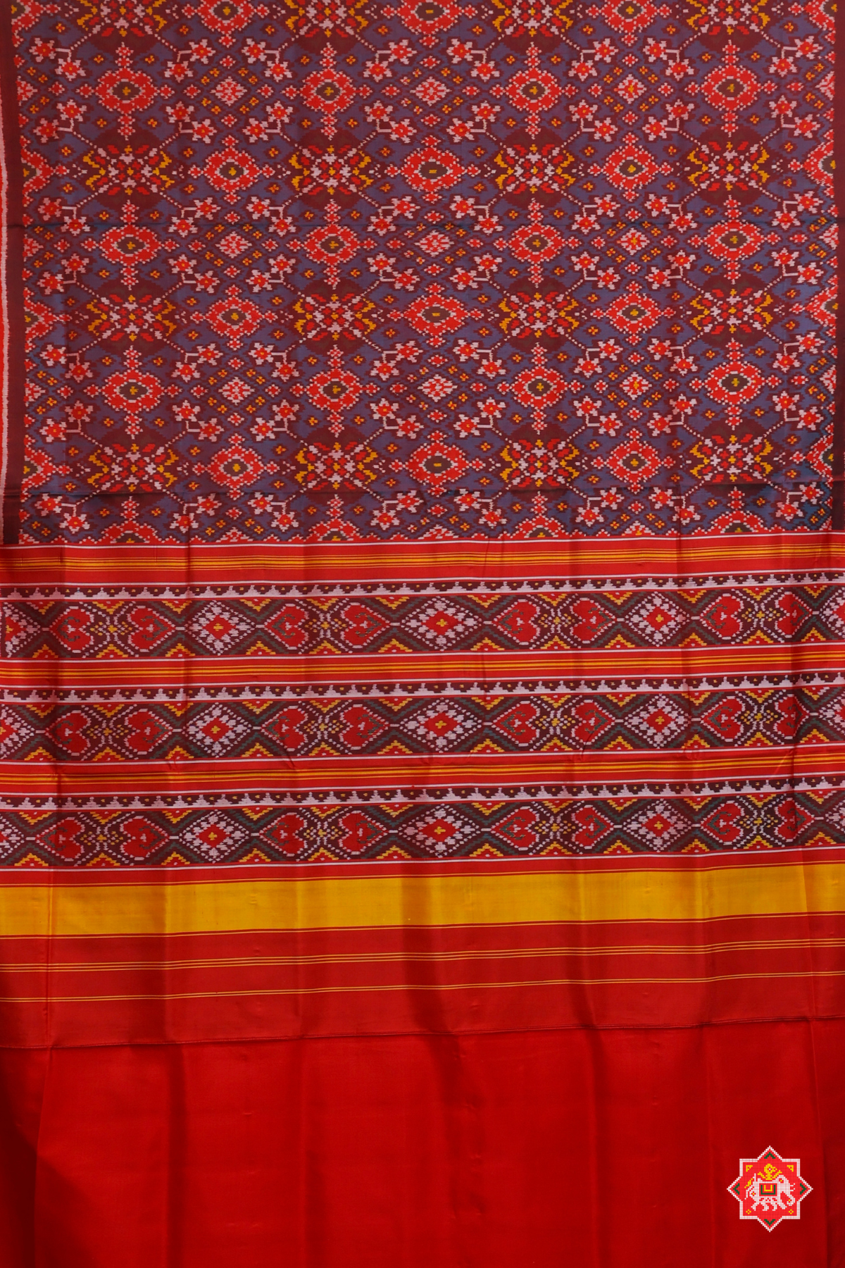 Navaratna design minakari work without tissue small border single ikat patola saree