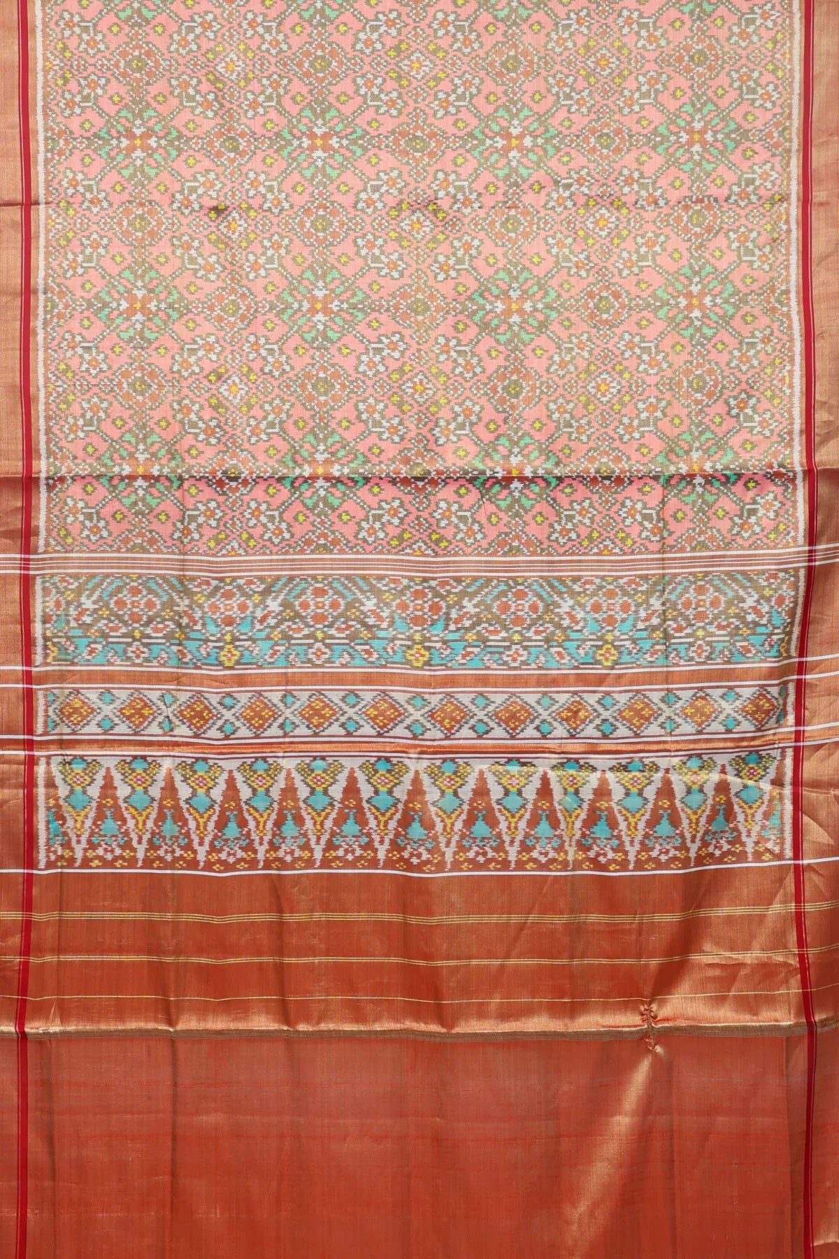 Navratna design with minakari work  tissue patola saree