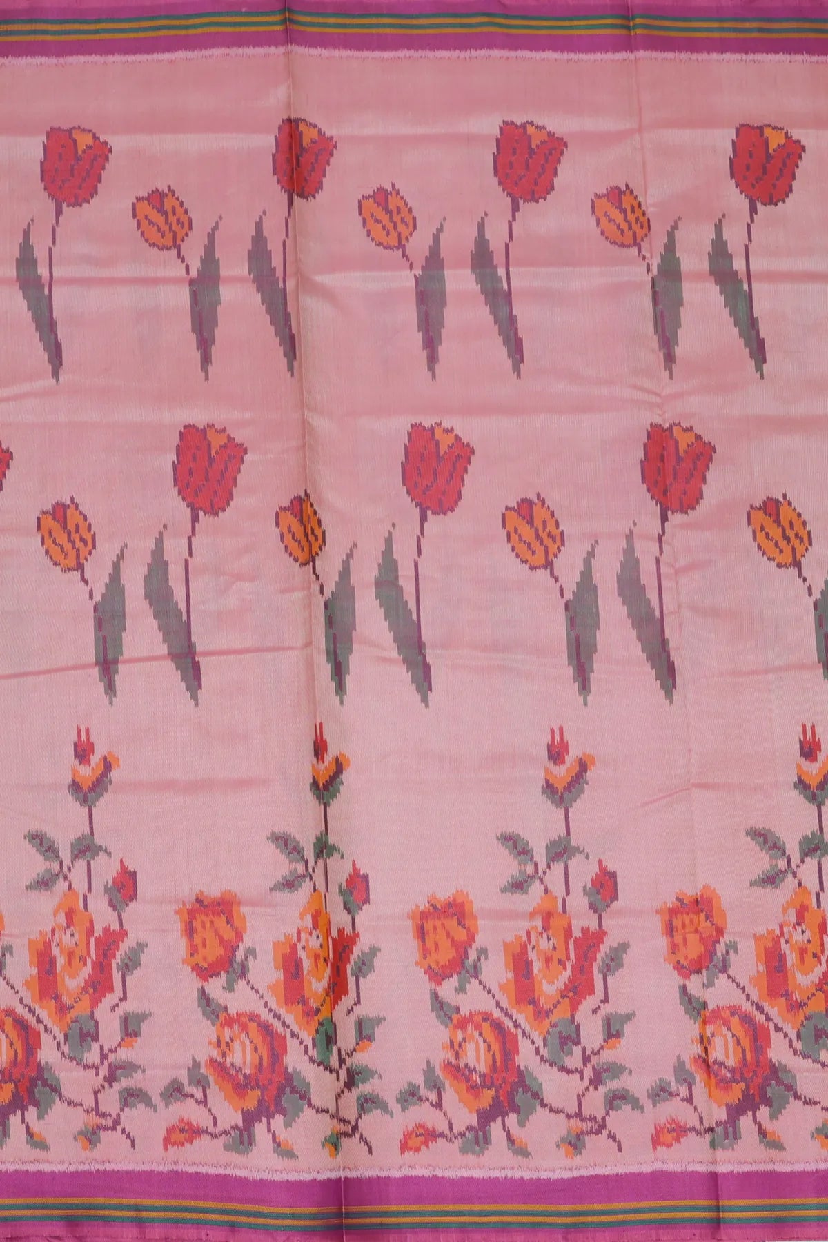 Masterpiece suct border with flower design pallu semi double ikat patola saree