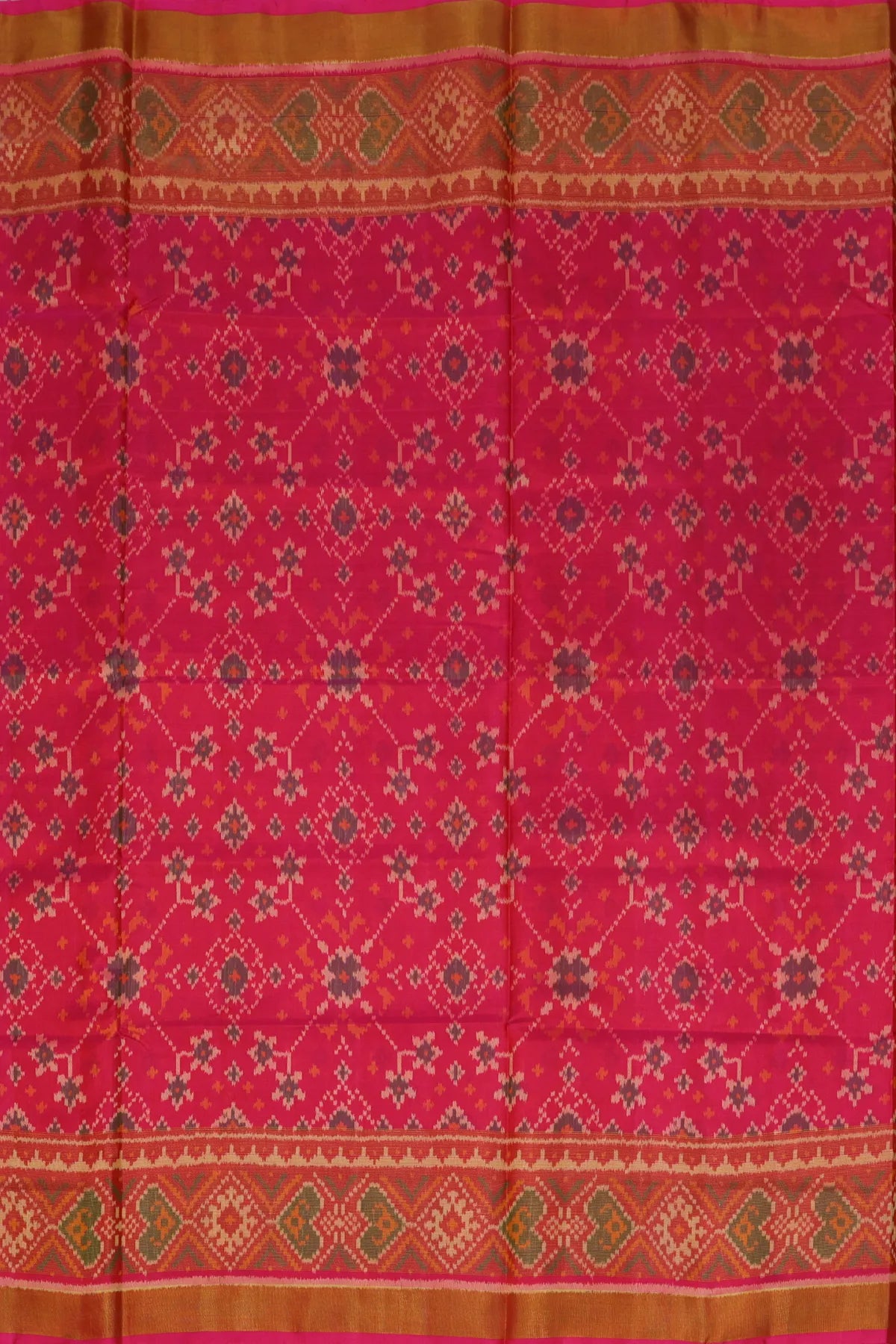 Navrtana design with tissue border single ikat patola saree