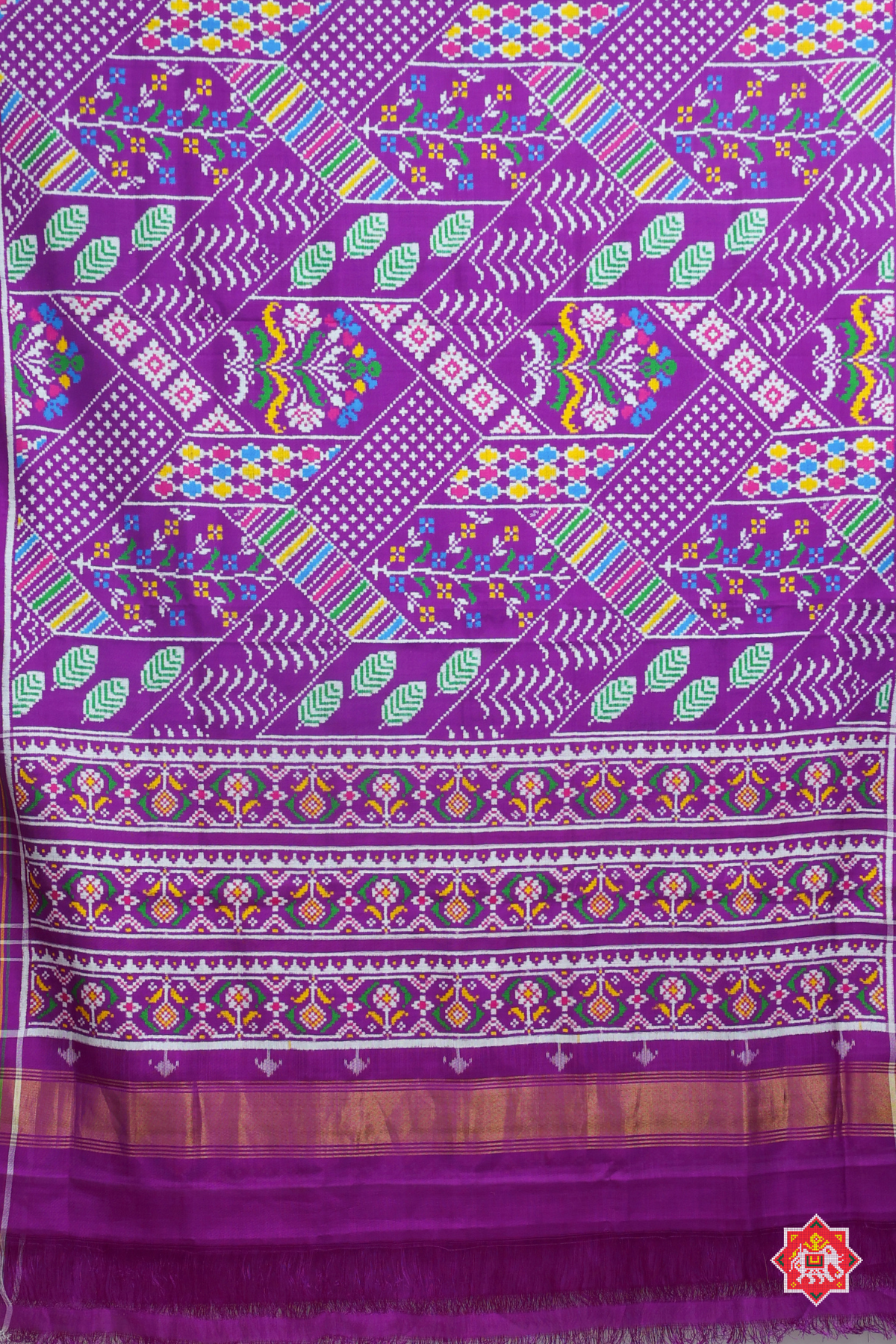 Masterpiece patan patola purple chhabadi with leaves design  pure double ikat patola saree