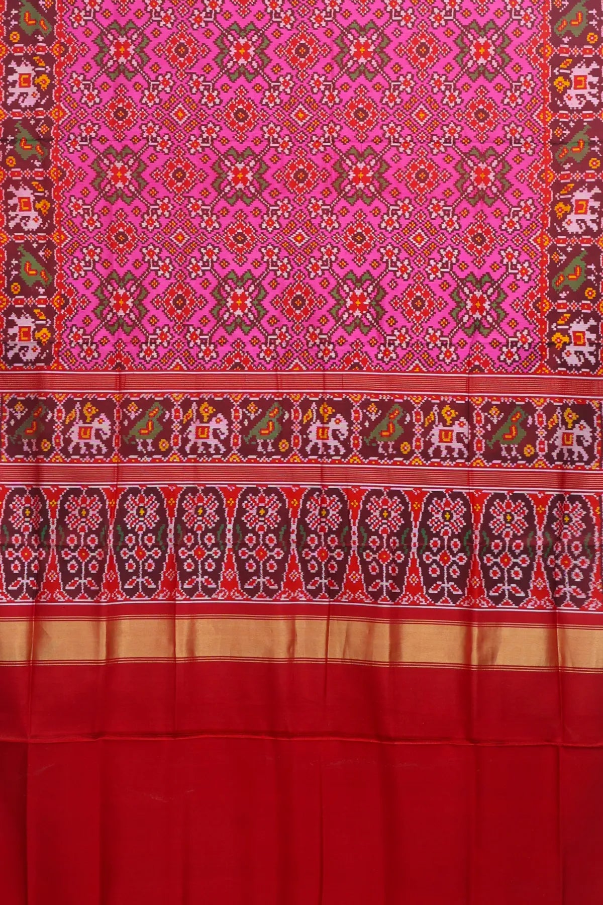 Minakari work traditional navratna design border pallu motif design  semi double ikat patola saree