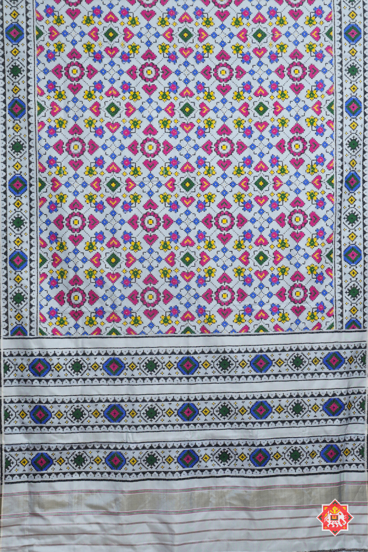 Patan patola paan chanda with traditional pallu pure double ikat patola saree