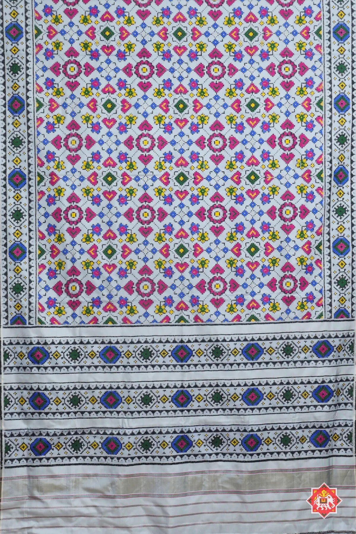 Patan patola paan chanda with traditional pallu pure double ikat patola saree